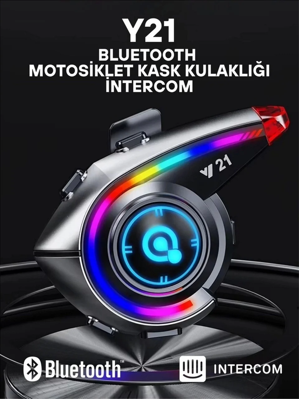 Y21 Rgb Işık Efektli Intercom Bluetooth Motosiklet Kask Kulaklığı