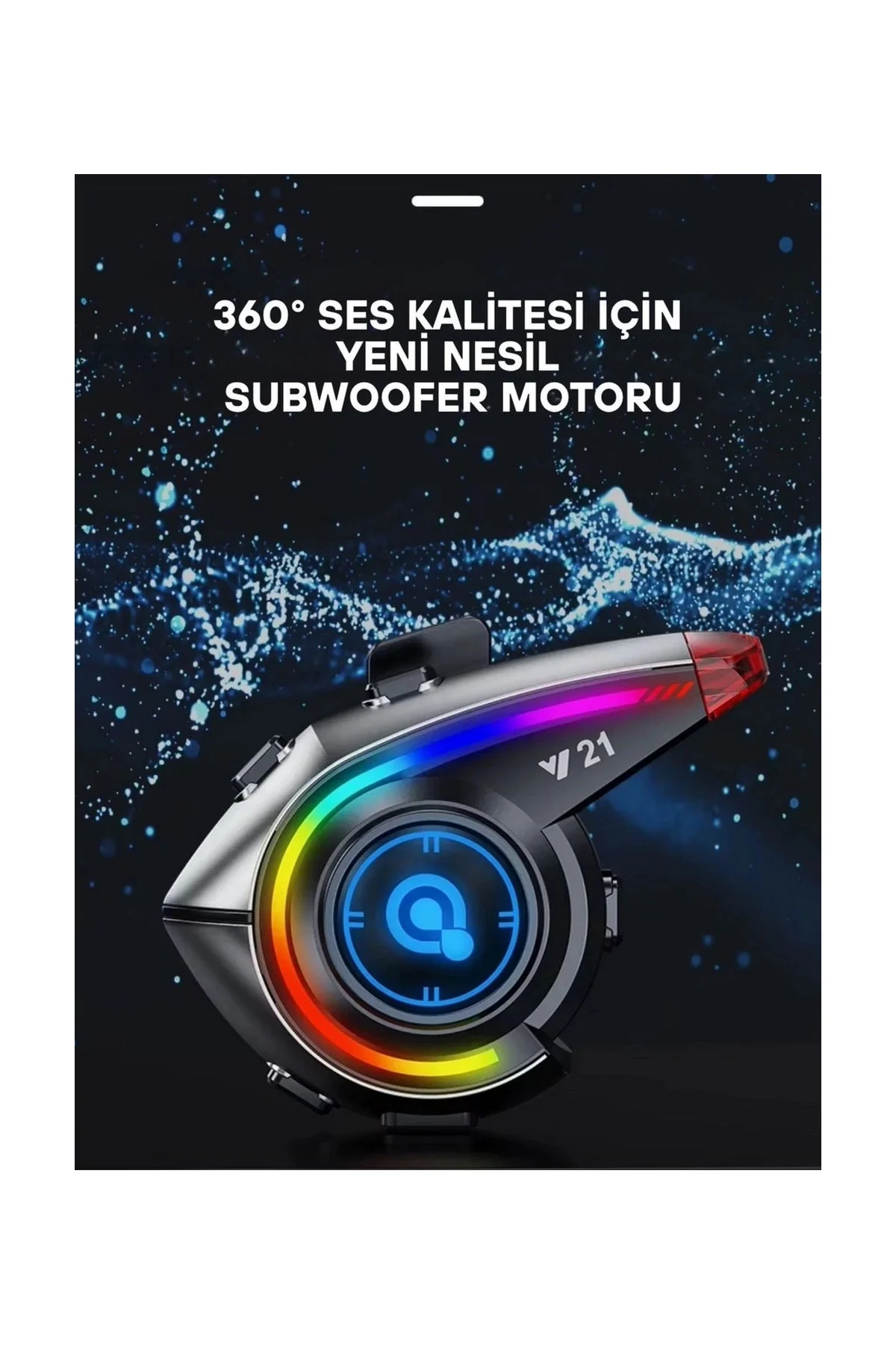 Y21 Rgb Işık Efektli Intercom Bluetooth Motosiklet Kask Kulaklığı Intercom Kulaklık - Görsel 4