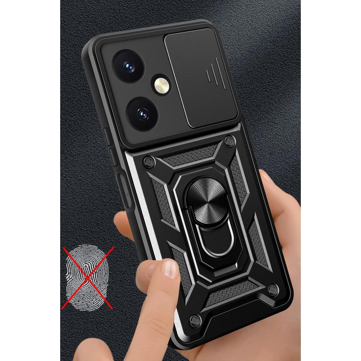 Y27 Kılıf Silikon Pars Lens Yüzüklü - Yeşil Premium Cihaz Koruyucu