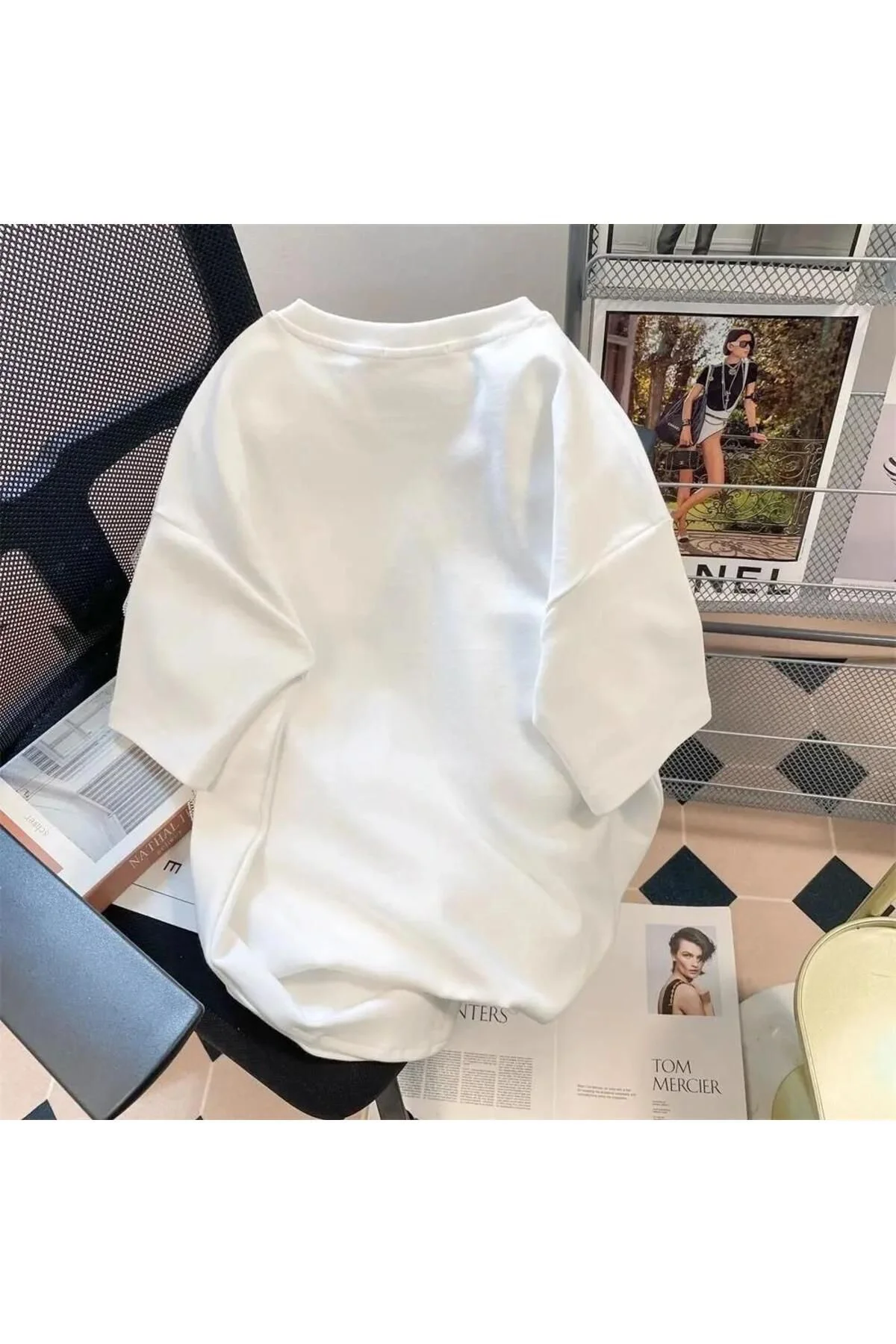 Y2k  Hi Bunny Baskılı Beyaz Unisex Oversize T-shirt