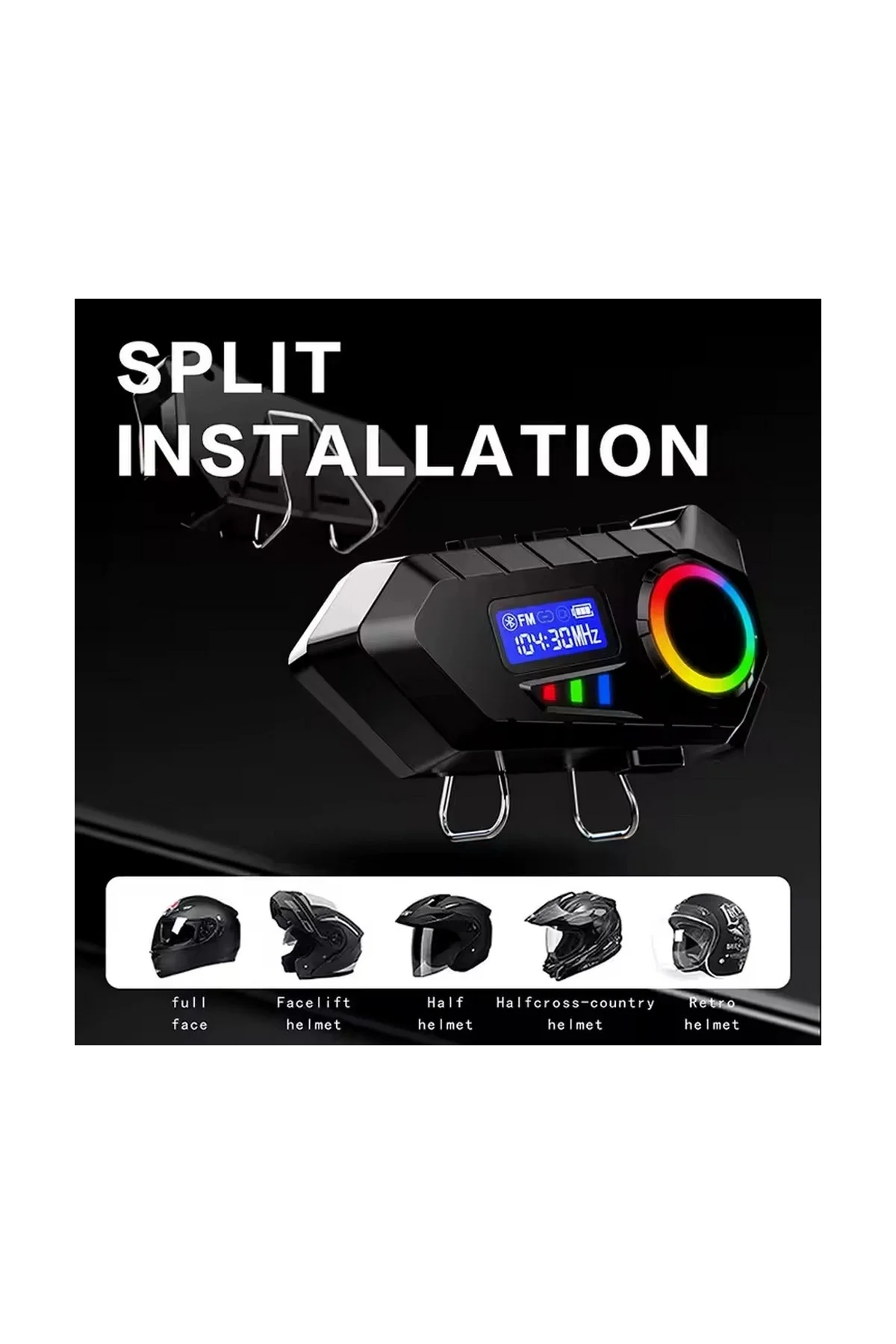 Y30 Kask Kulaklık Bluetooth Motosiklet Kulaklık Rgb Radyolu Inter