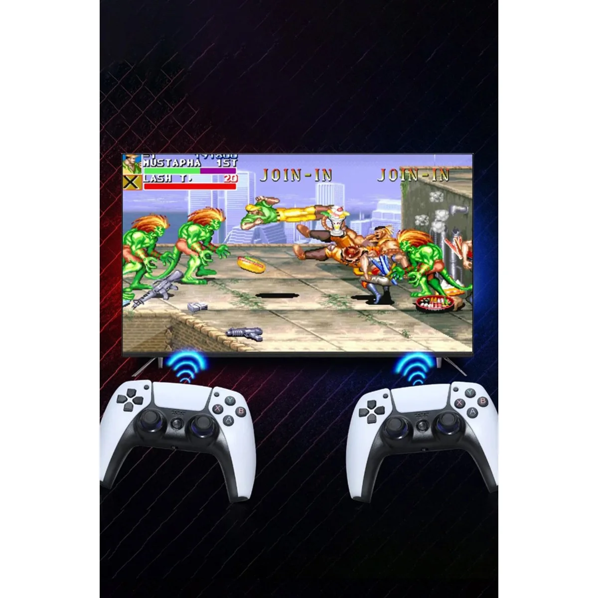 Y5 64GB Android Dual Pad 4K Game Stick Beyaz - Retro Oyun TV Çubuğu ve Denetleyici