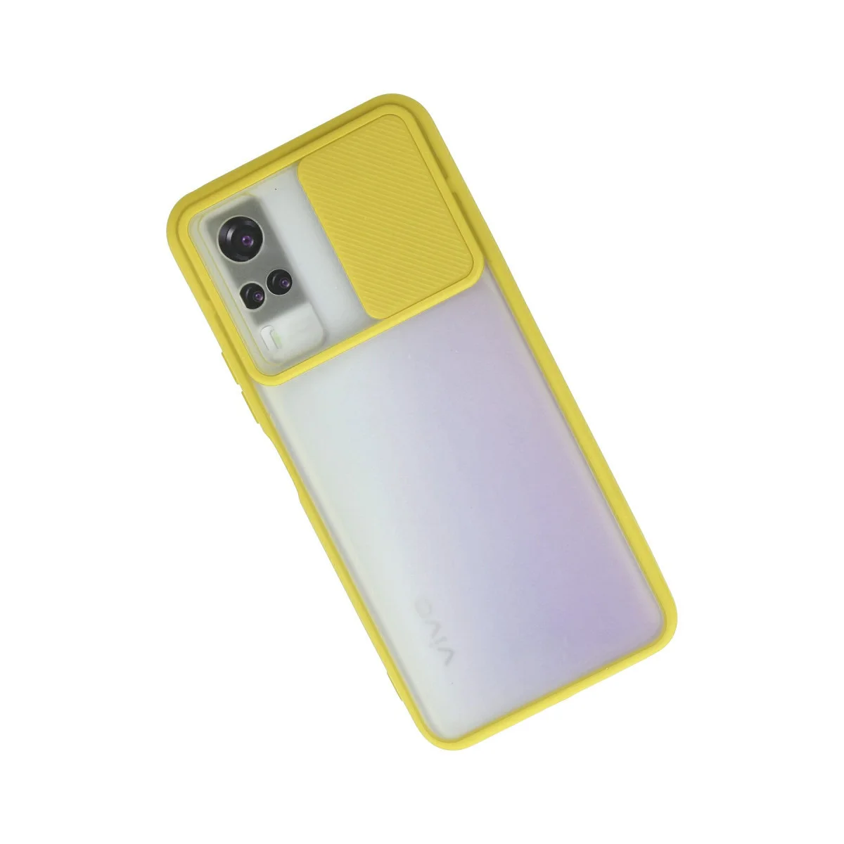 Y53S Kamera Sürgülü Silikon Palm Buzlu Kılıf - Sarı