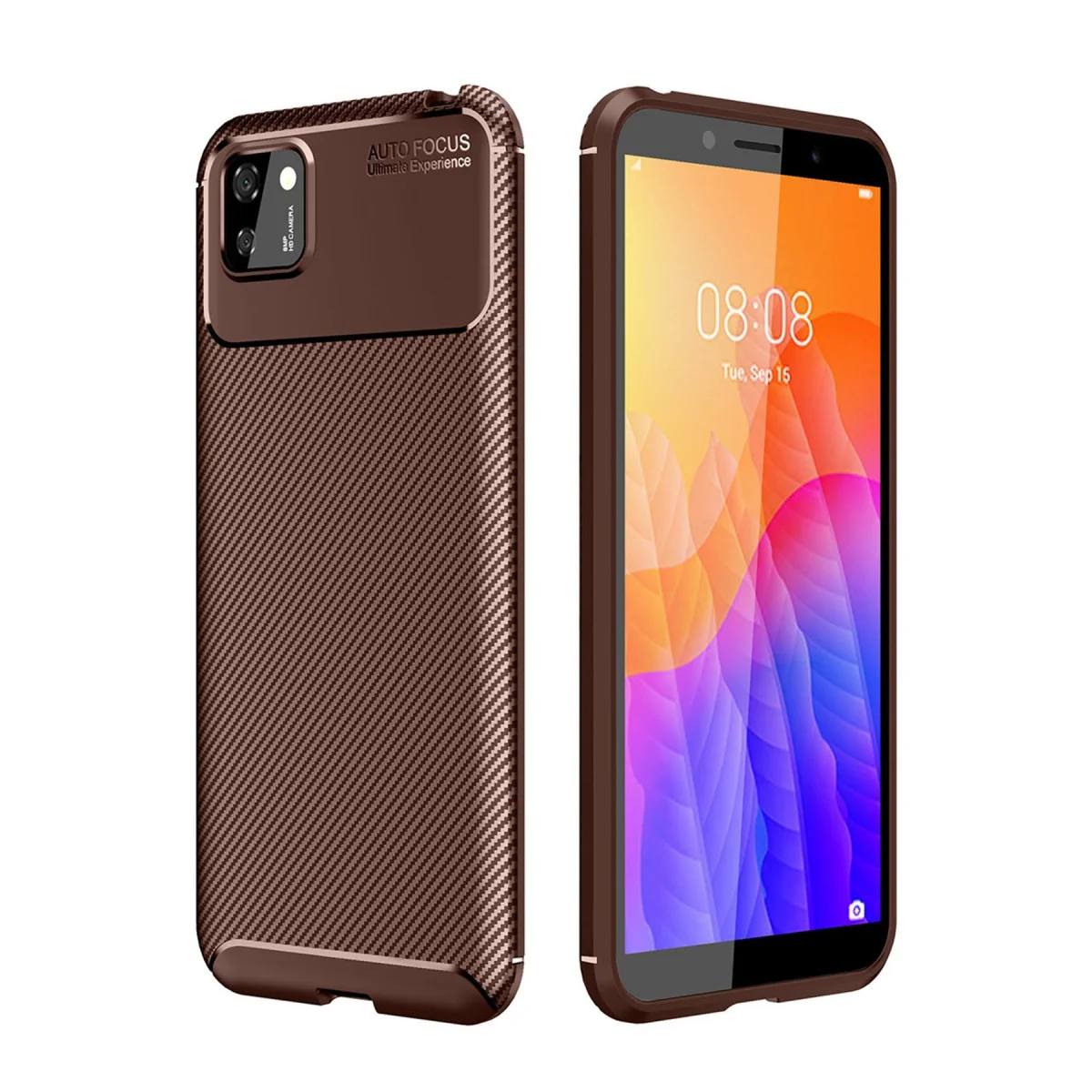 Y5P Auto Focus Karbon Fiber Kılıf - Kahverengi Cihaz Koruma ve Estetik