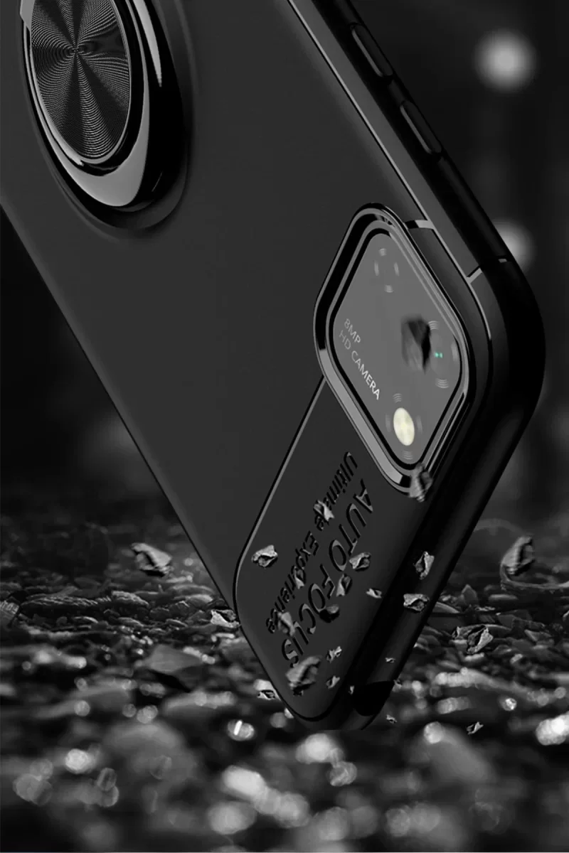 Y5P Kılıf Range Yüzüklü Silikon - Siyah/Mavi | 360° Dönen Standlı Manyetik Telefon Kılıfı