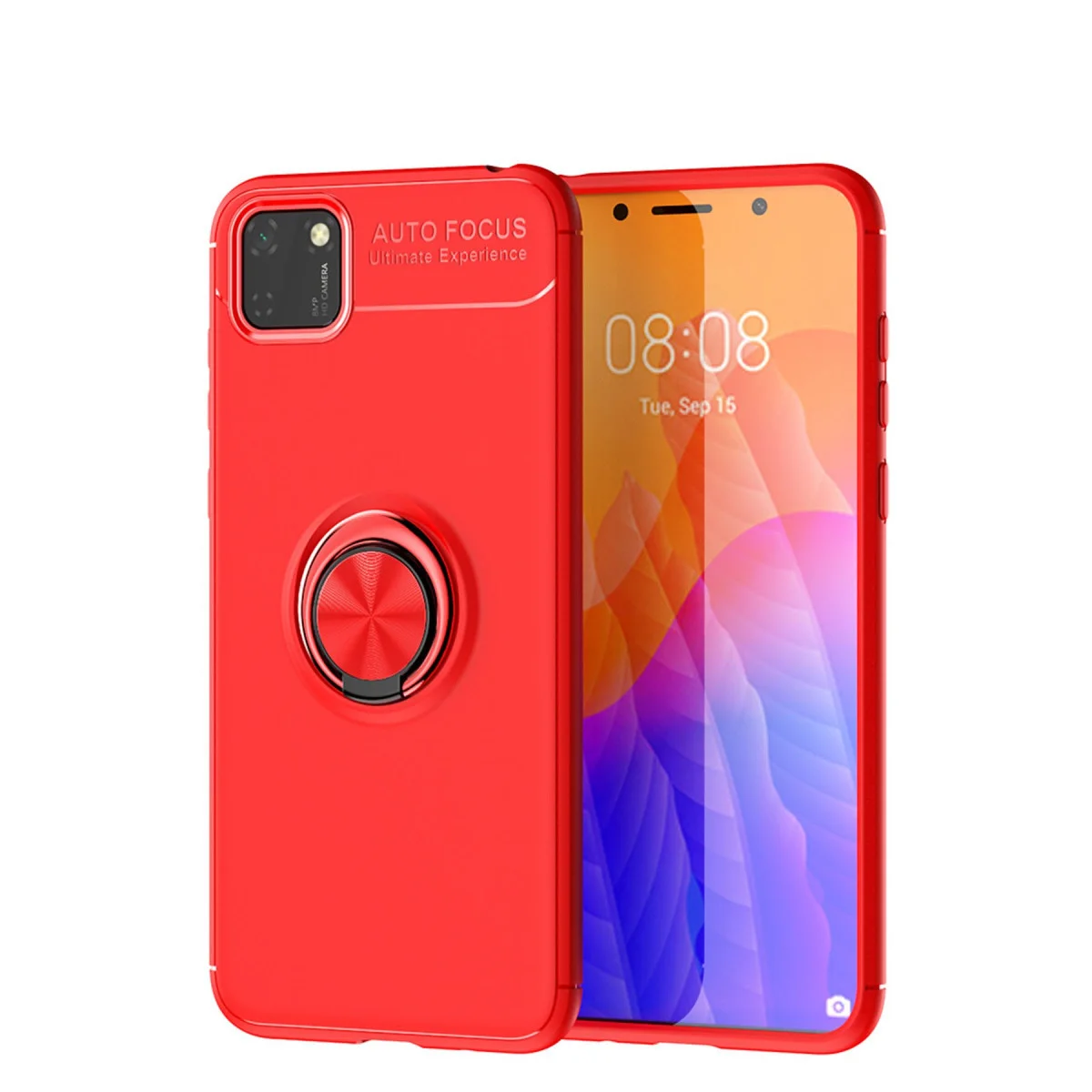 Y5P Range Yüzüklü Silikon Kılıf - Kırmızı, Mıknatıslı ve Standlı
