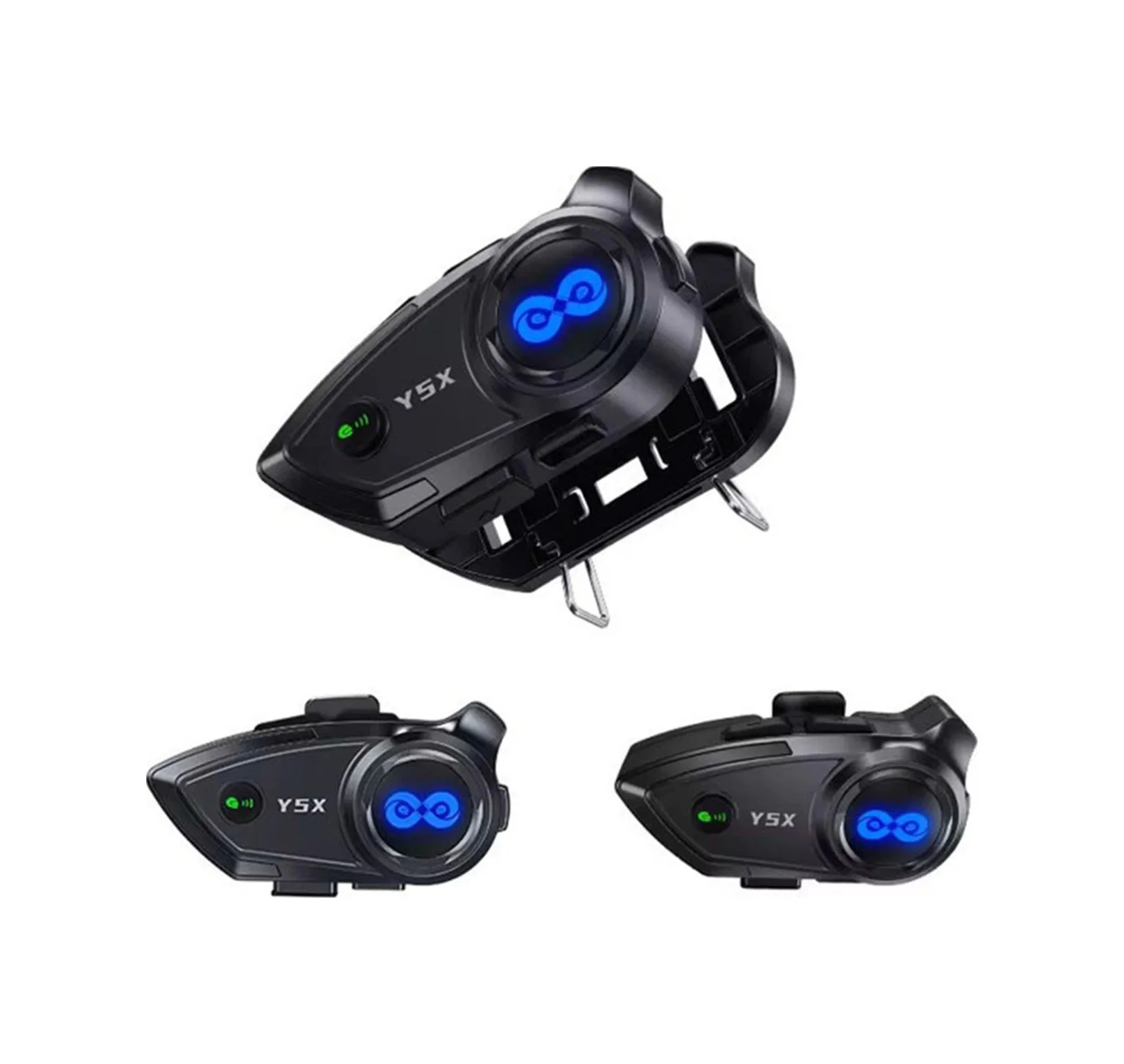 Y5x Rgb Işıklı Intercom 5 Kişi Bağlantılı 1000mah Motosiklet Blue