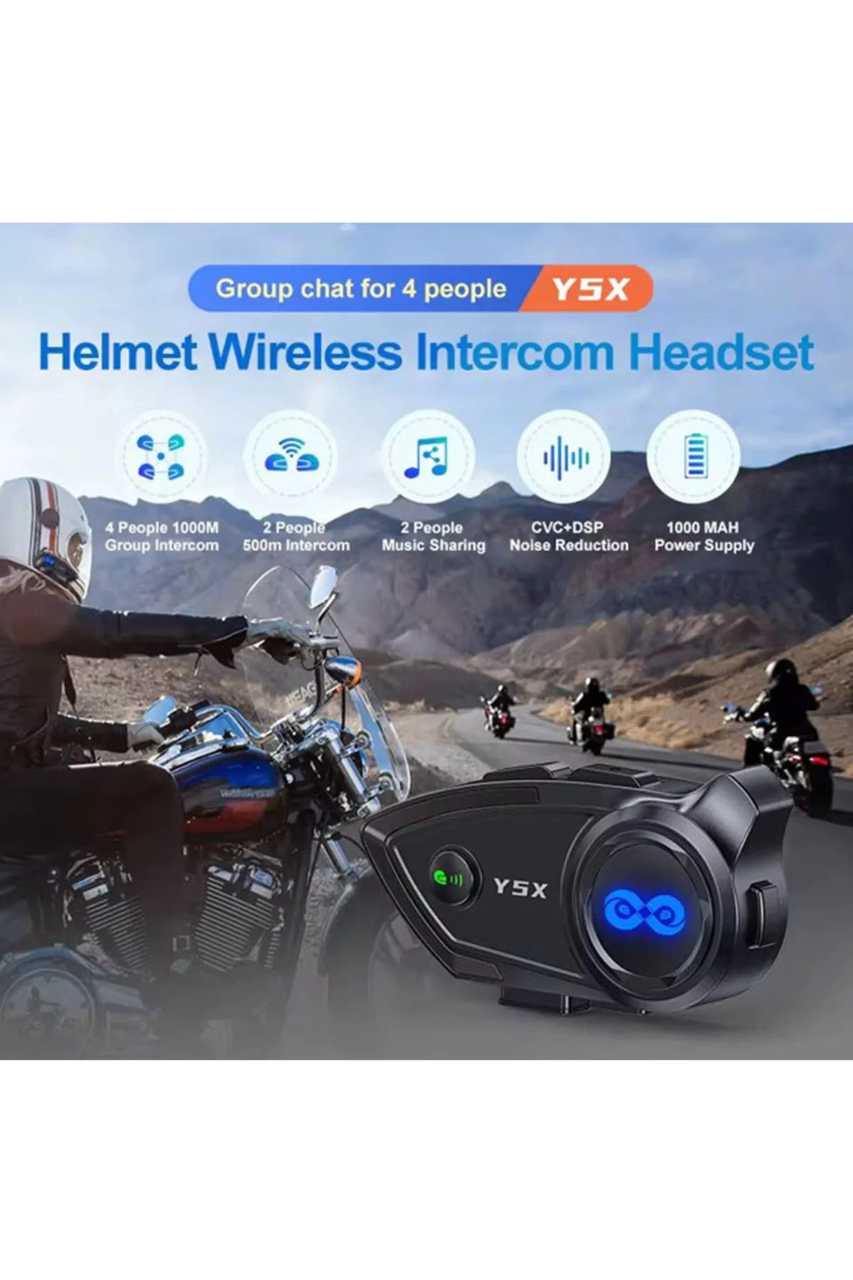 Y5x Rgb Işıklı Intercom 5 Kişi Bağlantılı 1000mah Motosiklet Bluetooth Kulaklık Seti Y5x Rgb Işıklı Intercom 5 Kişi Bağlantılı 1000mah Motosiklet Bluetooth Kulaklık Seti