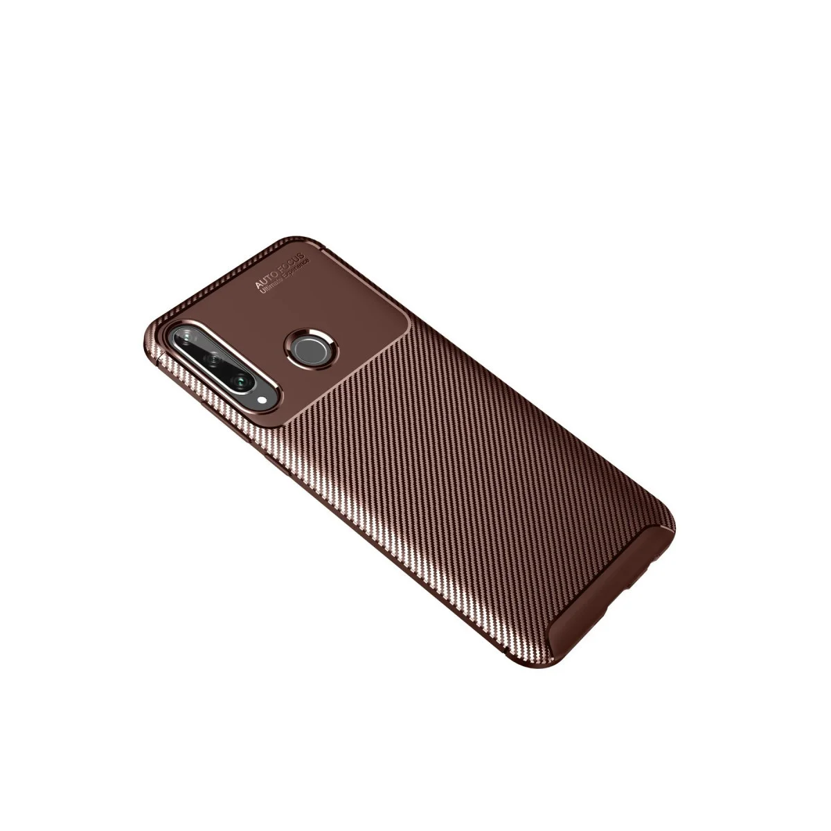 Y6P Auto Focus Karbon Kapak - Kahverengi Premium Kılıf ve Ekran Koruyucu
