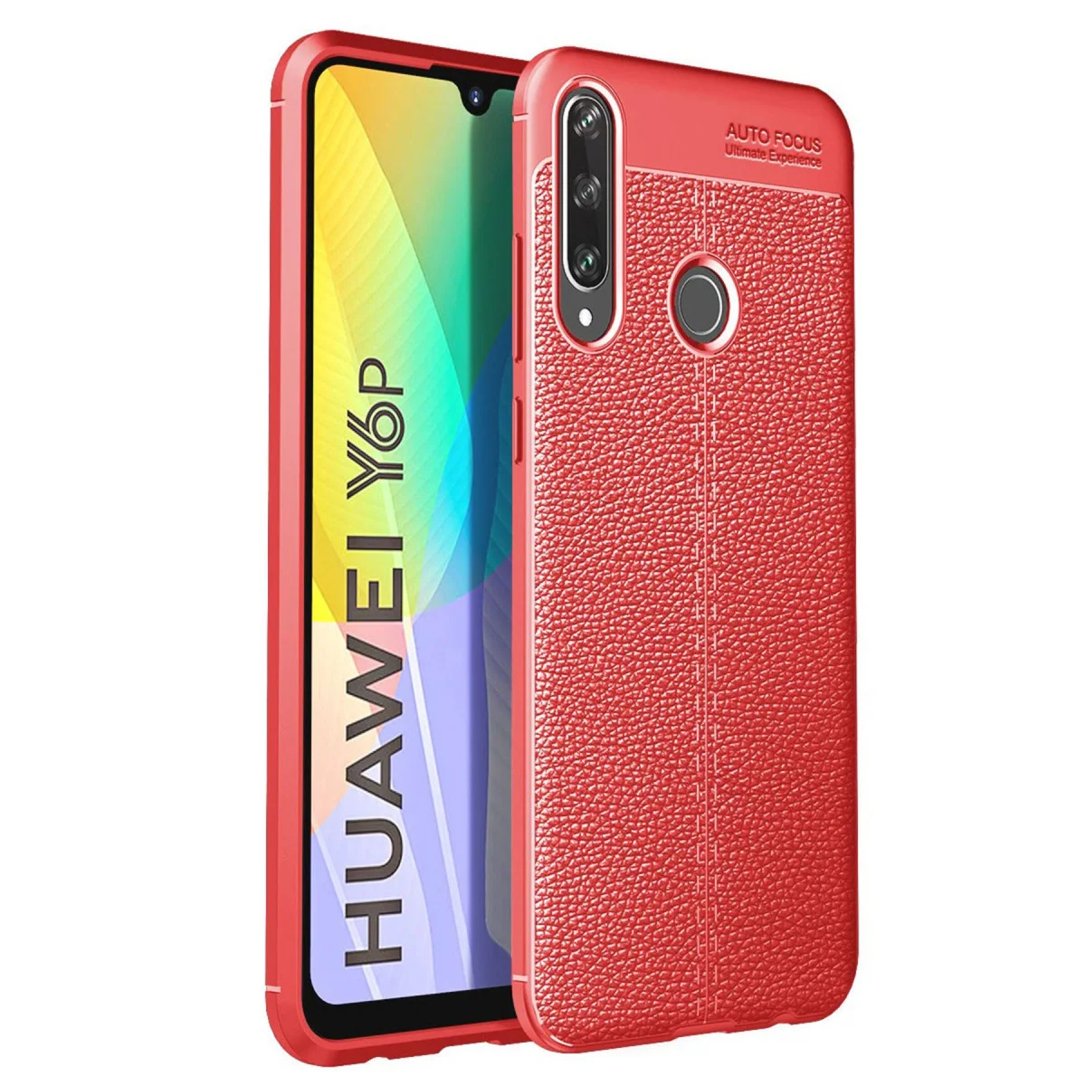 Y6P Auto Focus Kılıf - Kırmızı Deri Dokulu ve Yüksek Darbe Korumalı Premium Kılıf