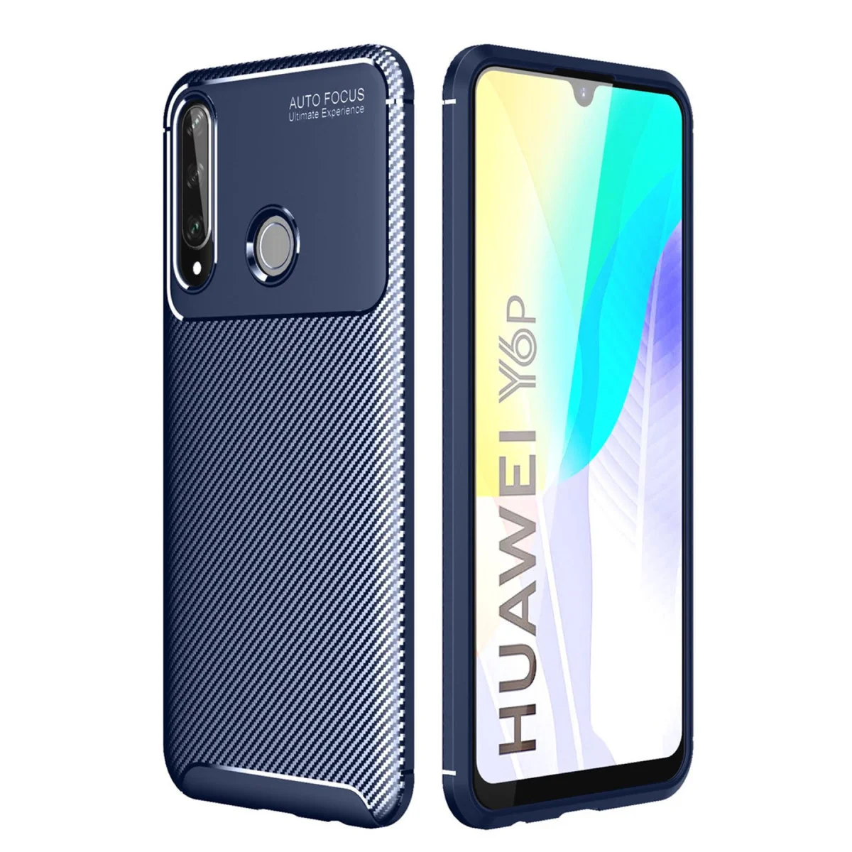 Y6P Kılıf Auto Focus Karbon Fiber Kapak - Lacivert