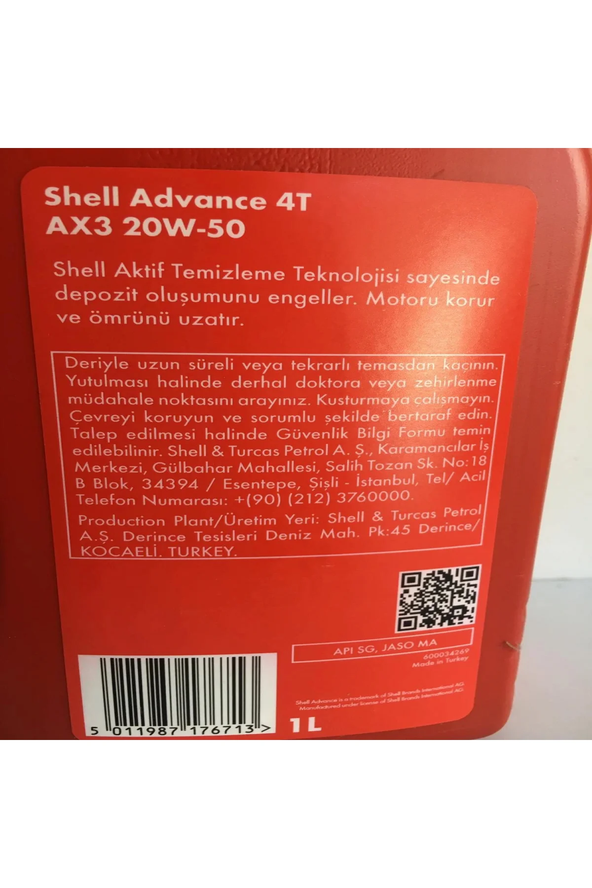 Yağ 20/50 Advance 4t Ax3 Mineral 1 L Motosiklet Yağı - Görsel 2