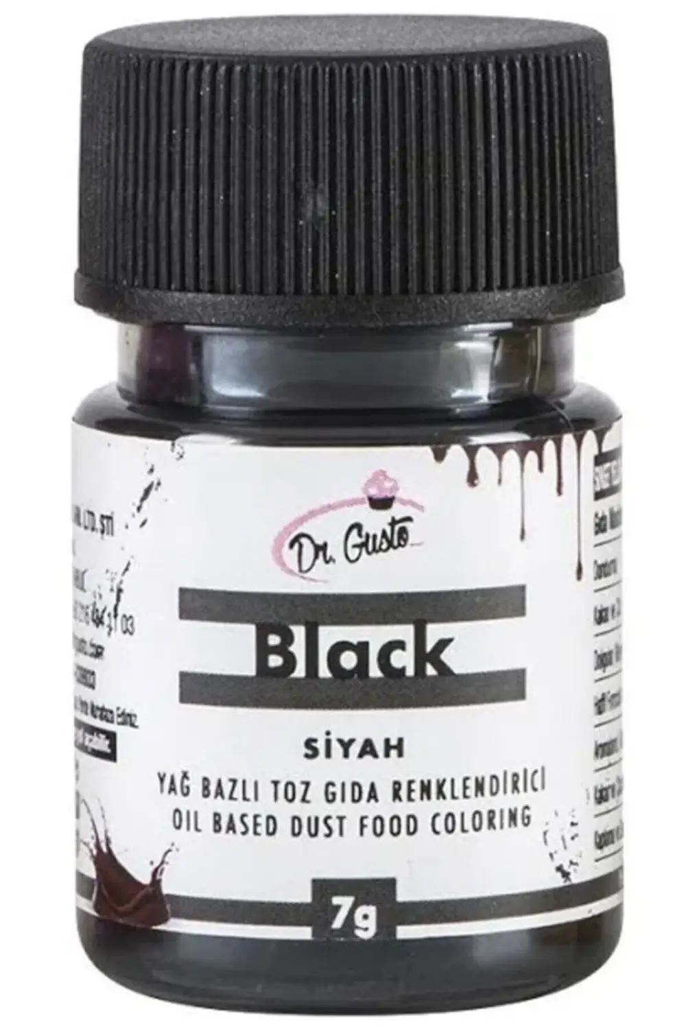 Dr.Gusto Sağlık Ürünleri Yağ Bazlı Siyah Toz Çikolata Renklendirici 7 Gr