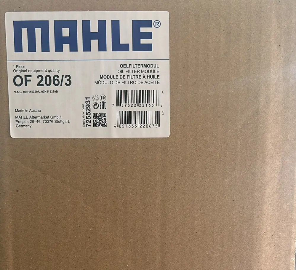 Yağ Filtre Kütüğü (MAHLE)(OF 206/3)(AUDI, SEAT, VW, MAN) Yağ Filtre Kütüğü (MAHLE)(OF 206/3)(AUDI, SEAT, VW, MAN)
