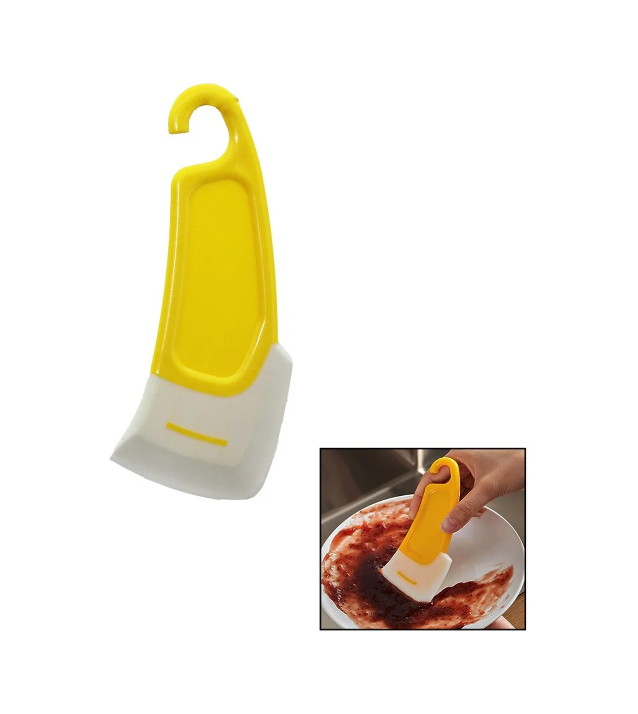 Yağ - Leke Kazıyıcı Mini Silikon Spatula Plastik Saplı - Askılıkl