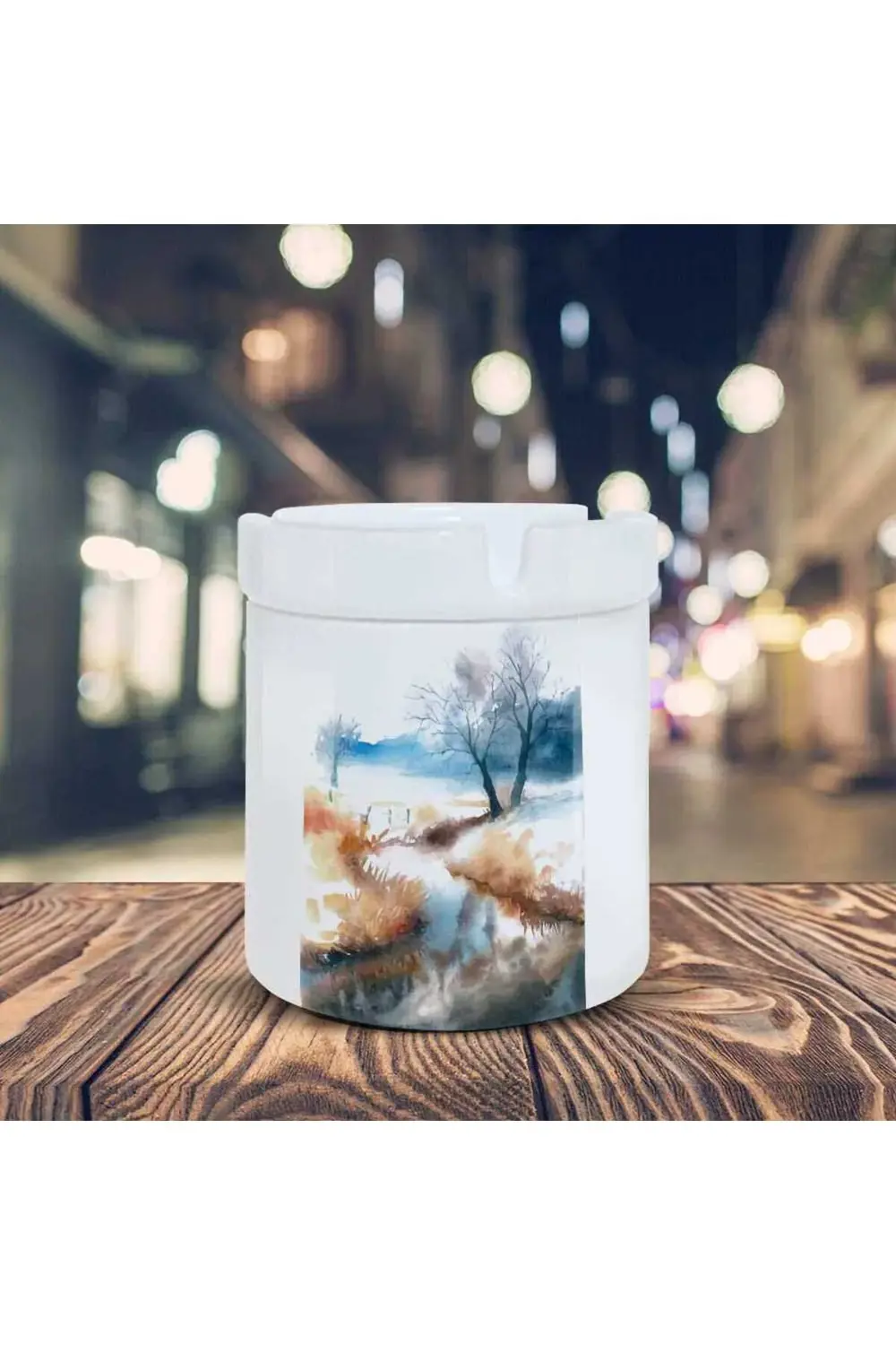 Yağlıboya Efekti Manzara Baskılı Küllük Kül Tablası -454782