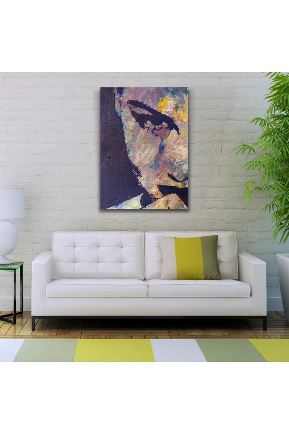 Yağlıboya Kadın Portre Gri Tonlarda Kanvas Tablo 50 x 70