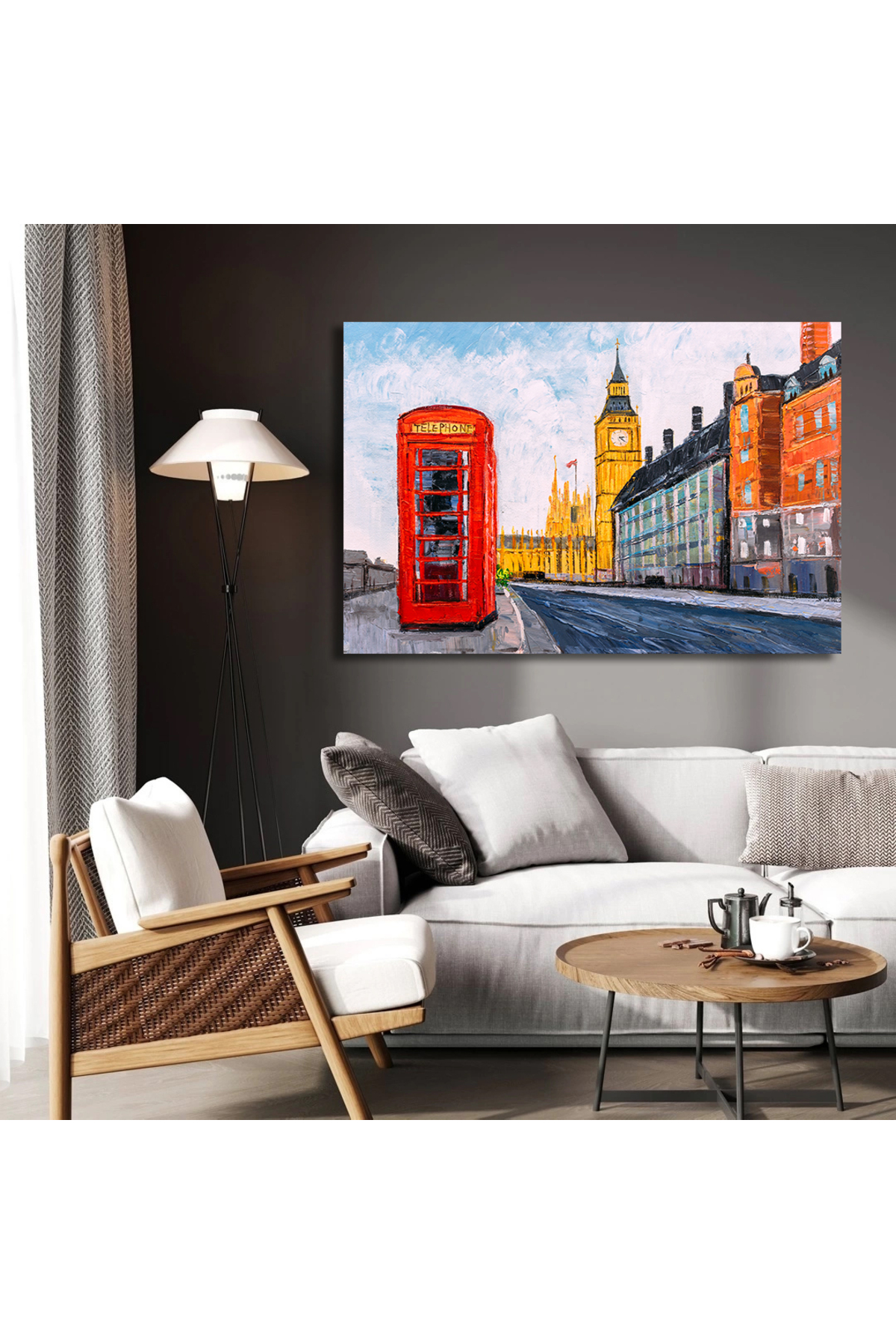 Korkmazkanvas Yağlıboya Resim-Londra'nın Şehir Manzarası. Kanvas Tablo