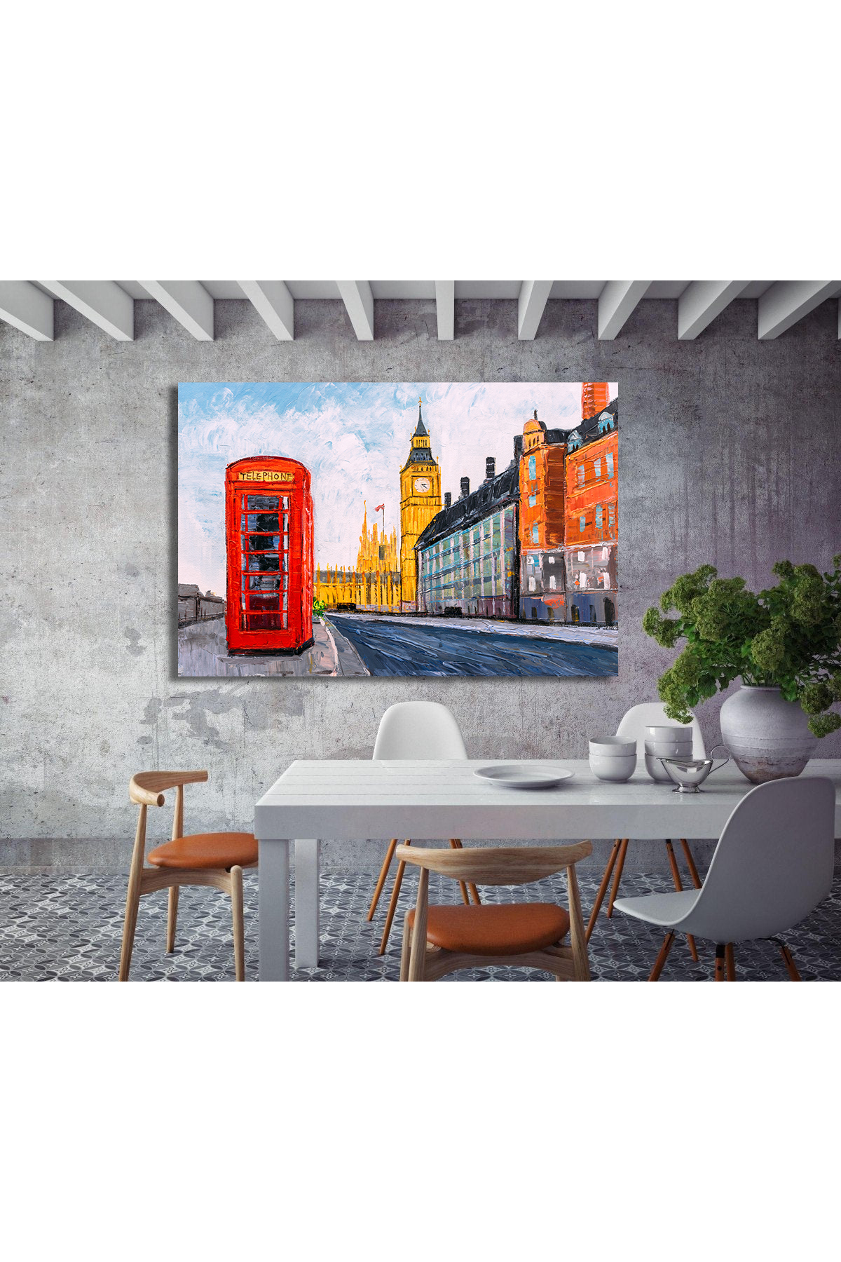 Korkmazkanvas Yağlıboya Resim-Londra'nın Şehir Manzarası. Kanvas Tablo