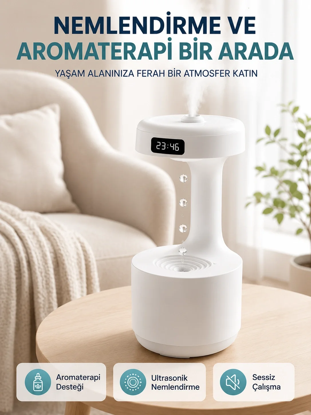Yağmur Damlası Hava Nemlendirici Ultrasonik Buhar Makinesi 800 ml Aroma Difüzör Yağmur Damlası Hava Nemlendirici Ultrasonik Buhar Makinesi 800 ml Aroma Difüzör