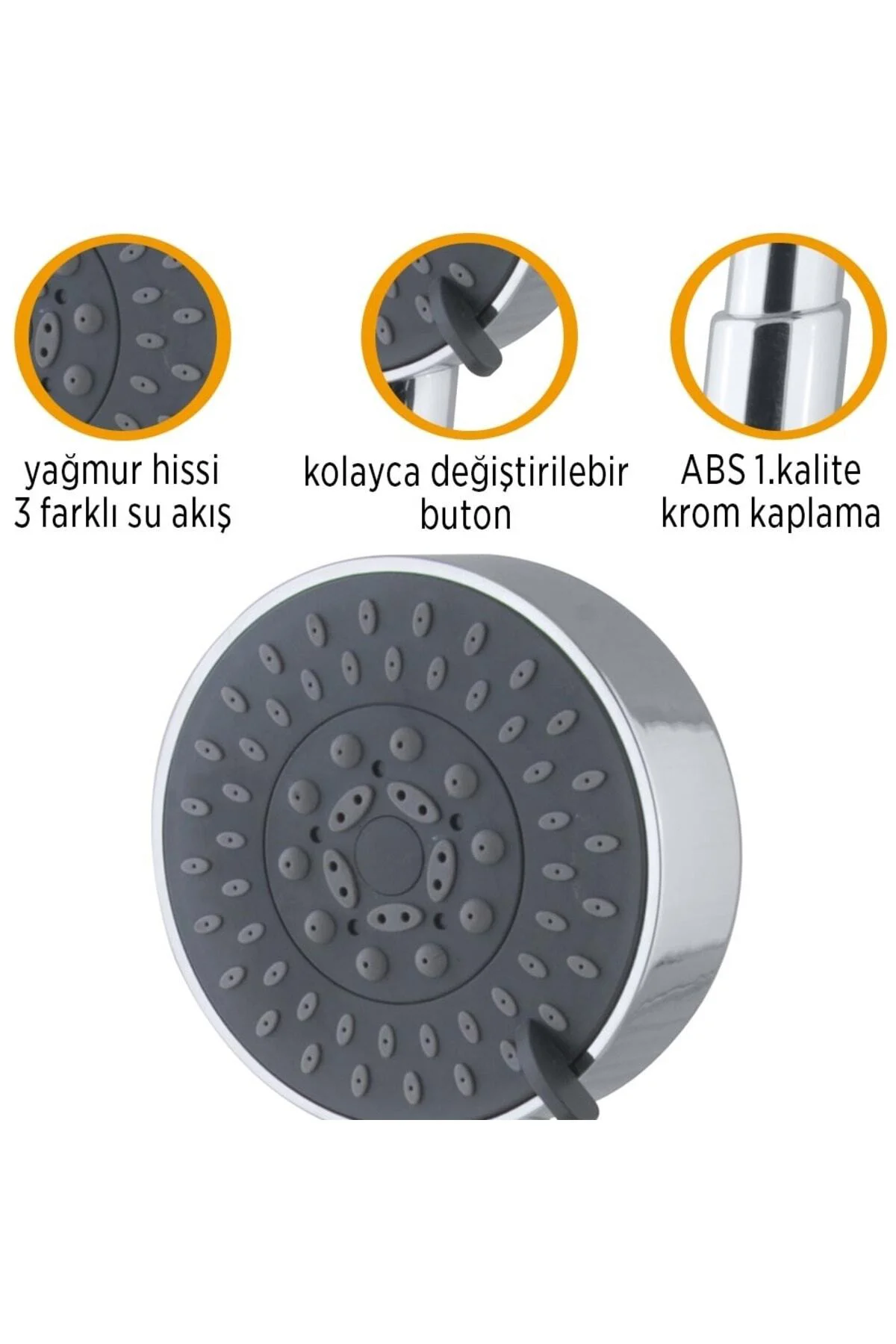 Yağmur Mafsallı Banyo Duş Seti 3 Su Akış Modu Duvara Askılı Tepe Duş Başlığı Takımı