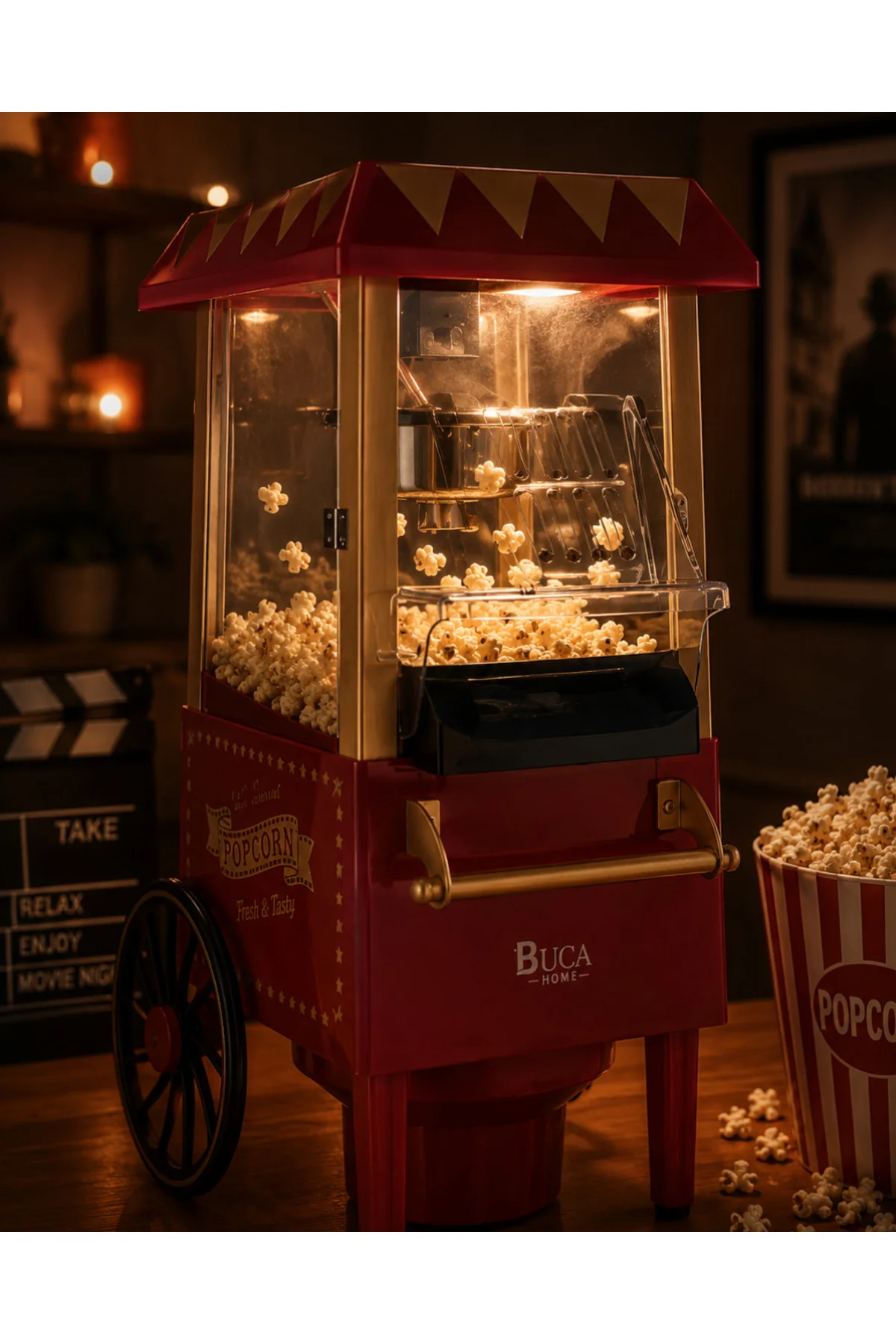 Yağsız Mısır Patlatma Makinesi Sıcak Hava Popcorn Makinesi Nostaljik Tasarım Yağsız Mısır Patlatma Makinesi Sıcak Hava Popcorn Makinesi Nostaljik Tasarım