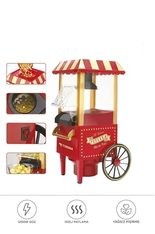 Yağsız Mısır Patlatma Popcorn Makinesi Kırmızı Yağsız Mısır Patlatma Popcorn Makinesi Kırmızı