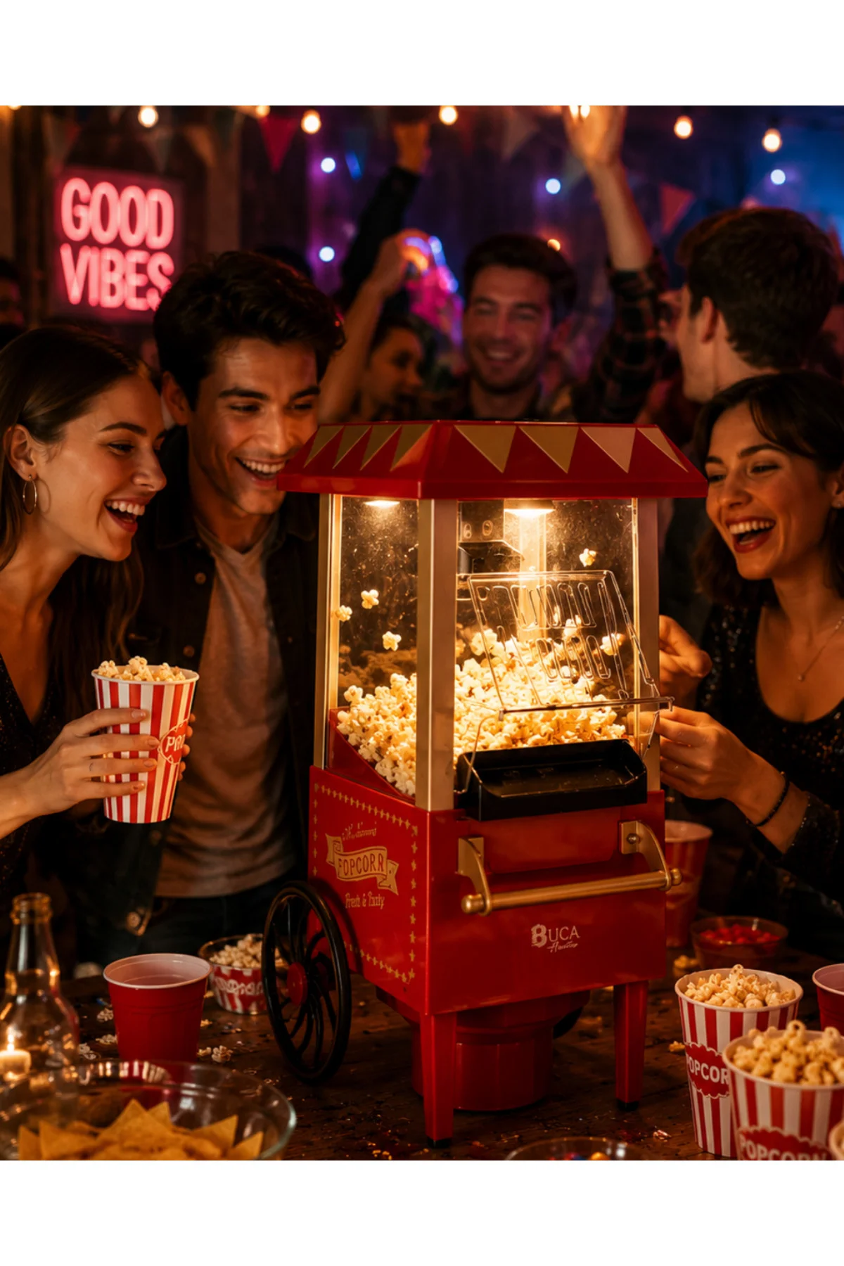 Yağsız Popcorn Makinesi Hızlı Sıcak Hava Mısır Patlatıcı Ev Tipi 
