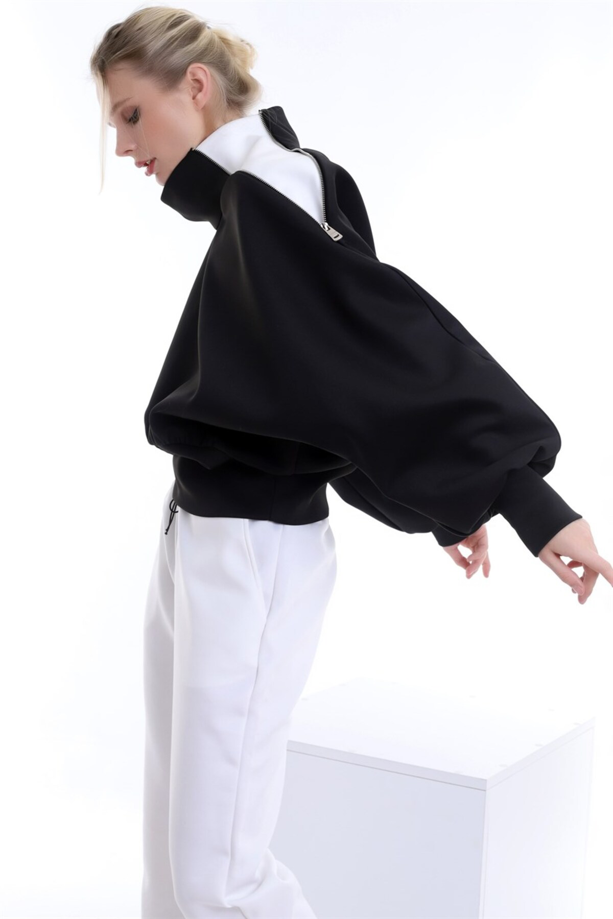 Dreamlike Yaka Ve Omzu Fermuarlı Uzun Kollu Yarasa Kol Sweat Cepli Pantolon