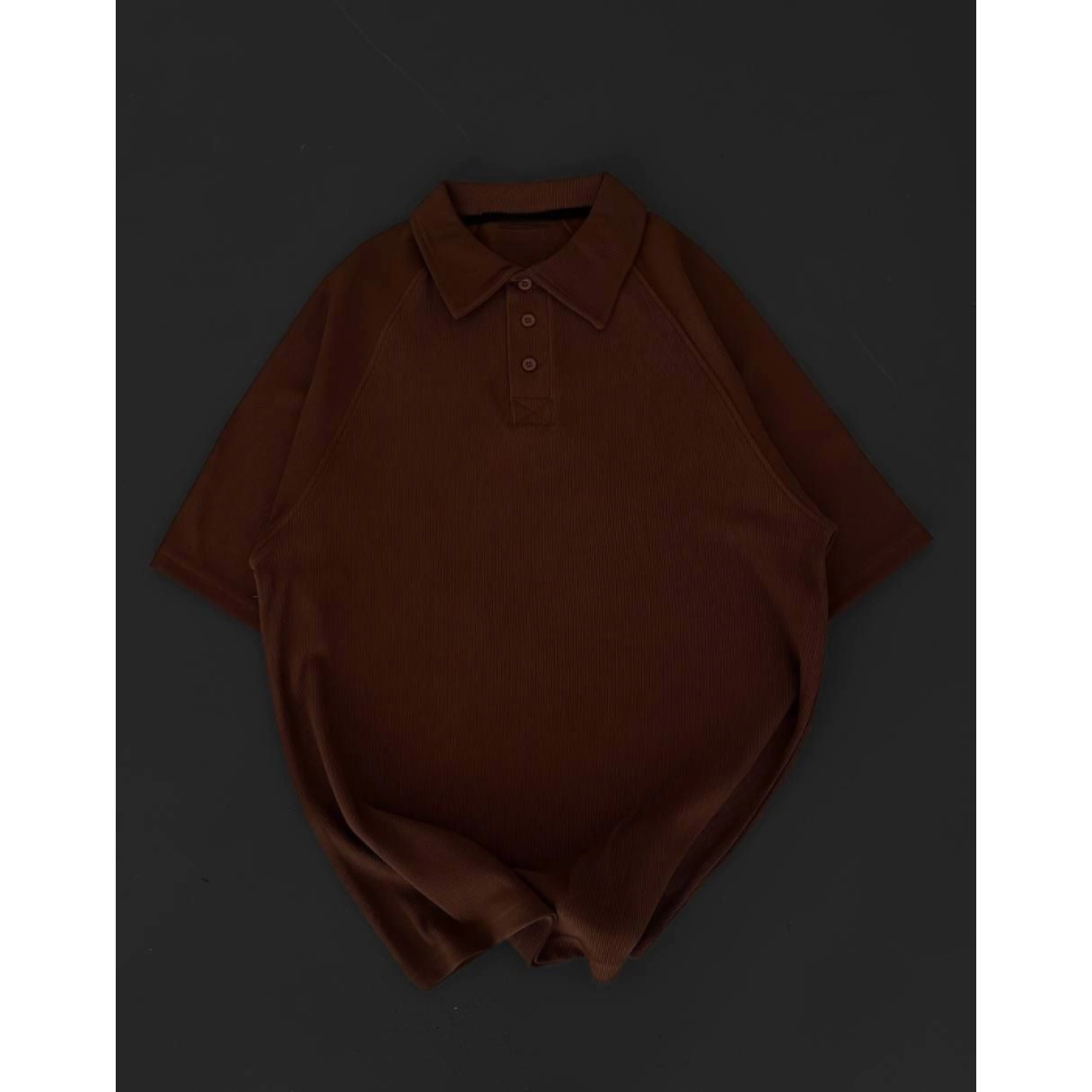 Yakalı Patlı Kısa Kol T-shirt - Kahverengi