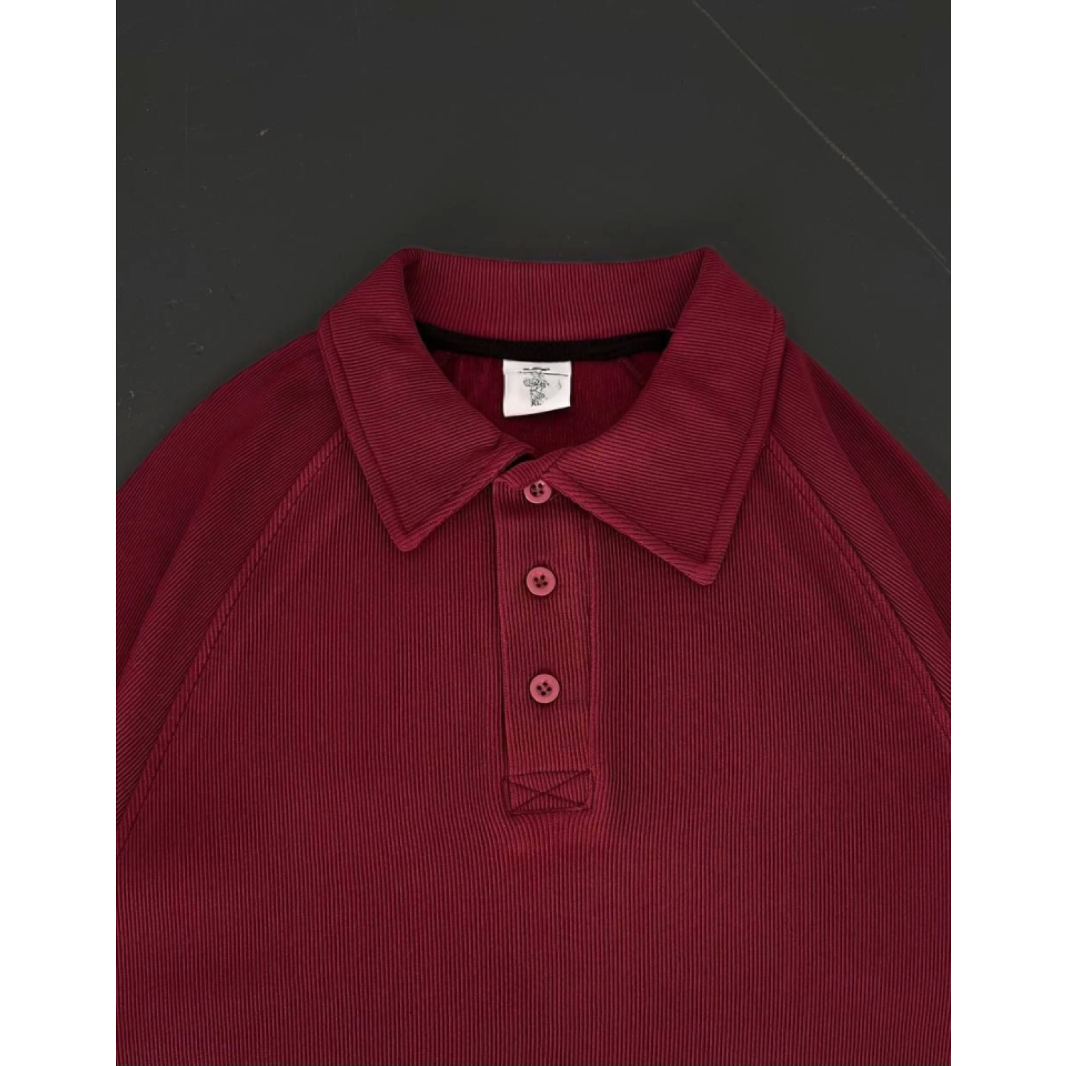 Yakalı Patlı Kısa Kol T-shirt - Bordo