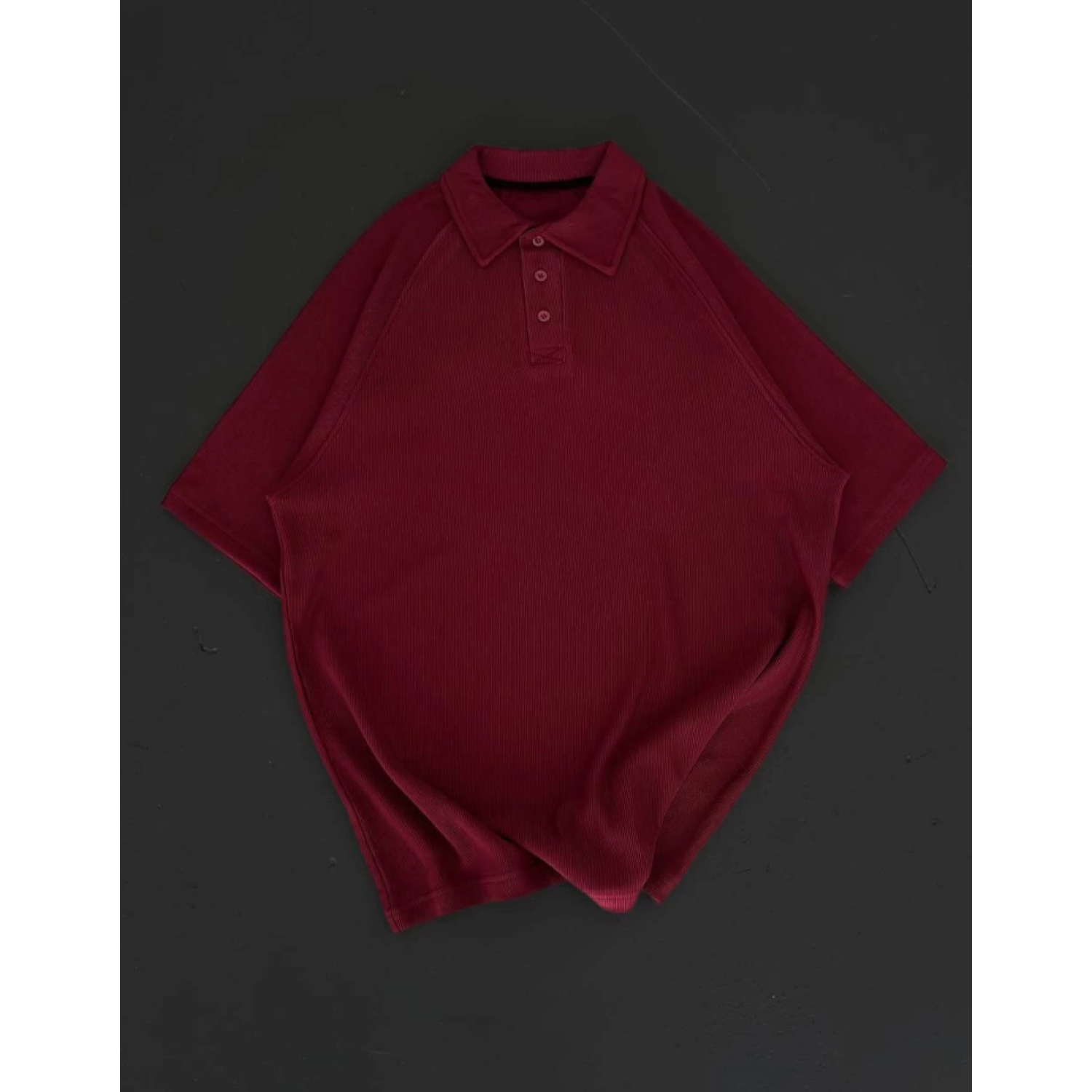Yakalı Patlı Kısa Kol T-shirt - Bordo