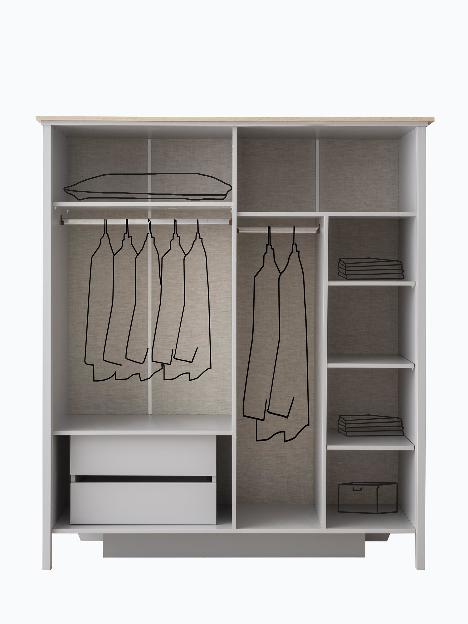 Erezogulları Mobilya Yakamoz Sis Gri 4 Kapaklı Elbise Dolabı Gardırop 173X56x201cm