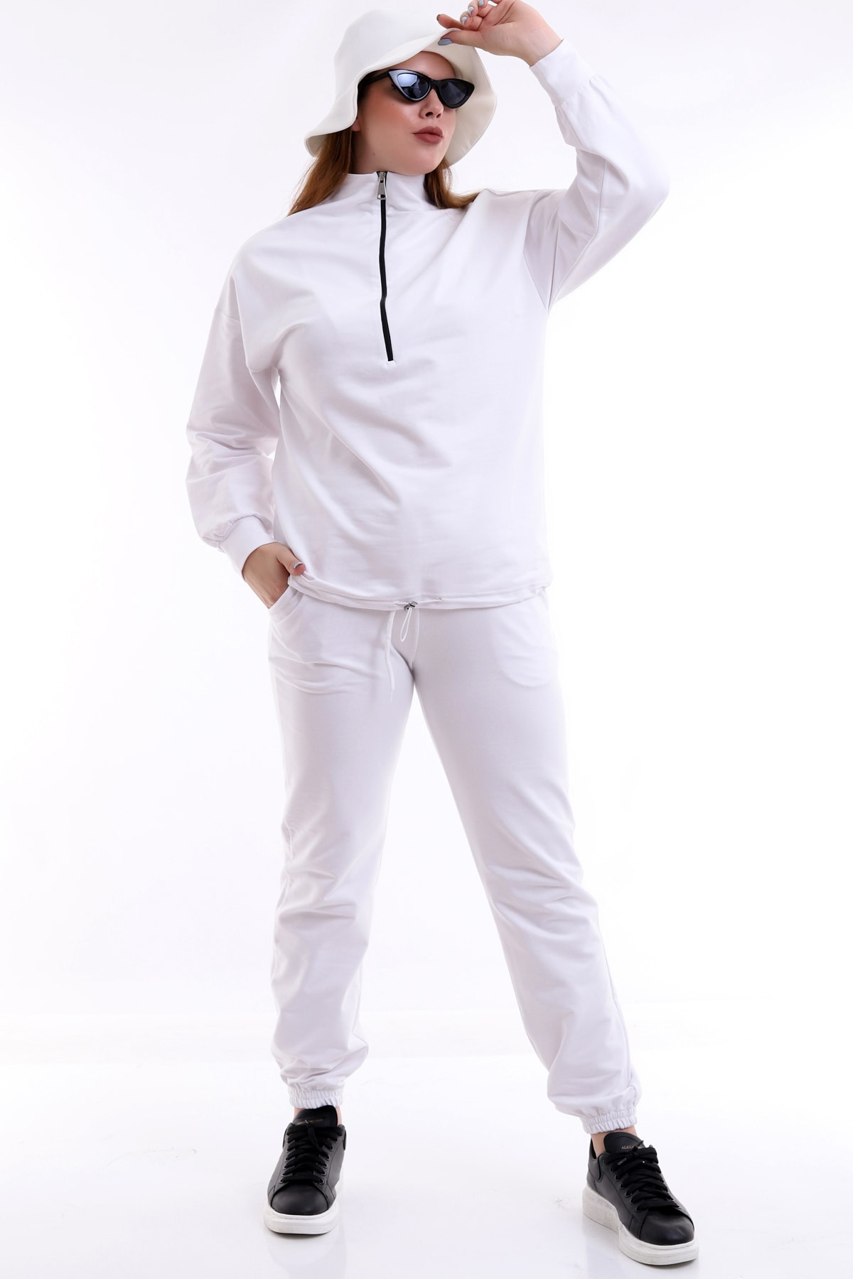 Dreamlike Yakası Uzun Fermuarlı Rahat Ve Sportif Jogging Büyük Beden Takım