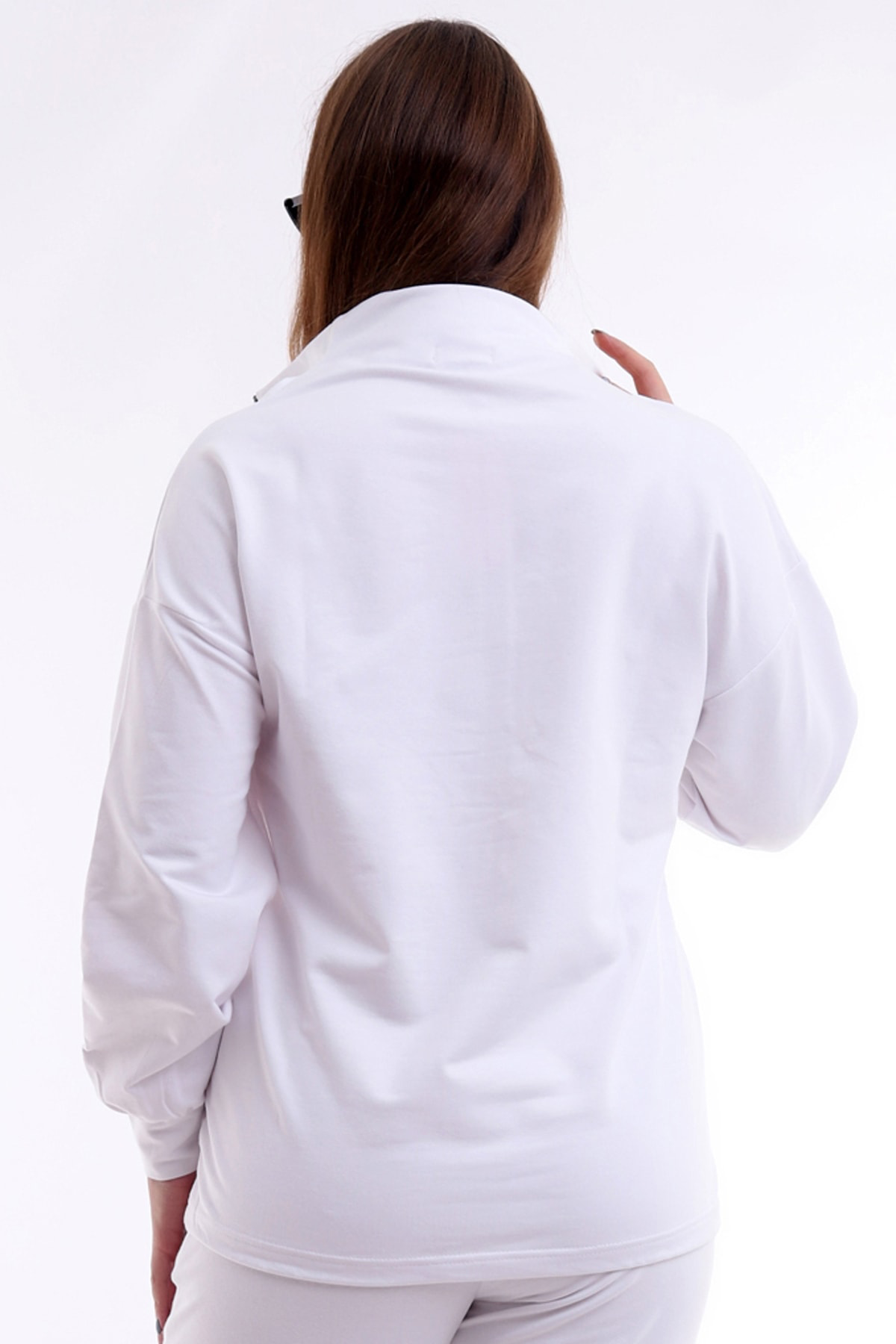 Dreamlike Yakası Uzun Fermuarlı Rahat Ve Sportif Büyük Beden Sweatshirt