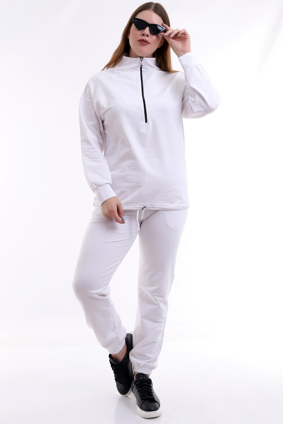 Dreamlike Yakası Uzun Fermuarlı Rahat Ve Sportif Jogging Büyük Beden Takım