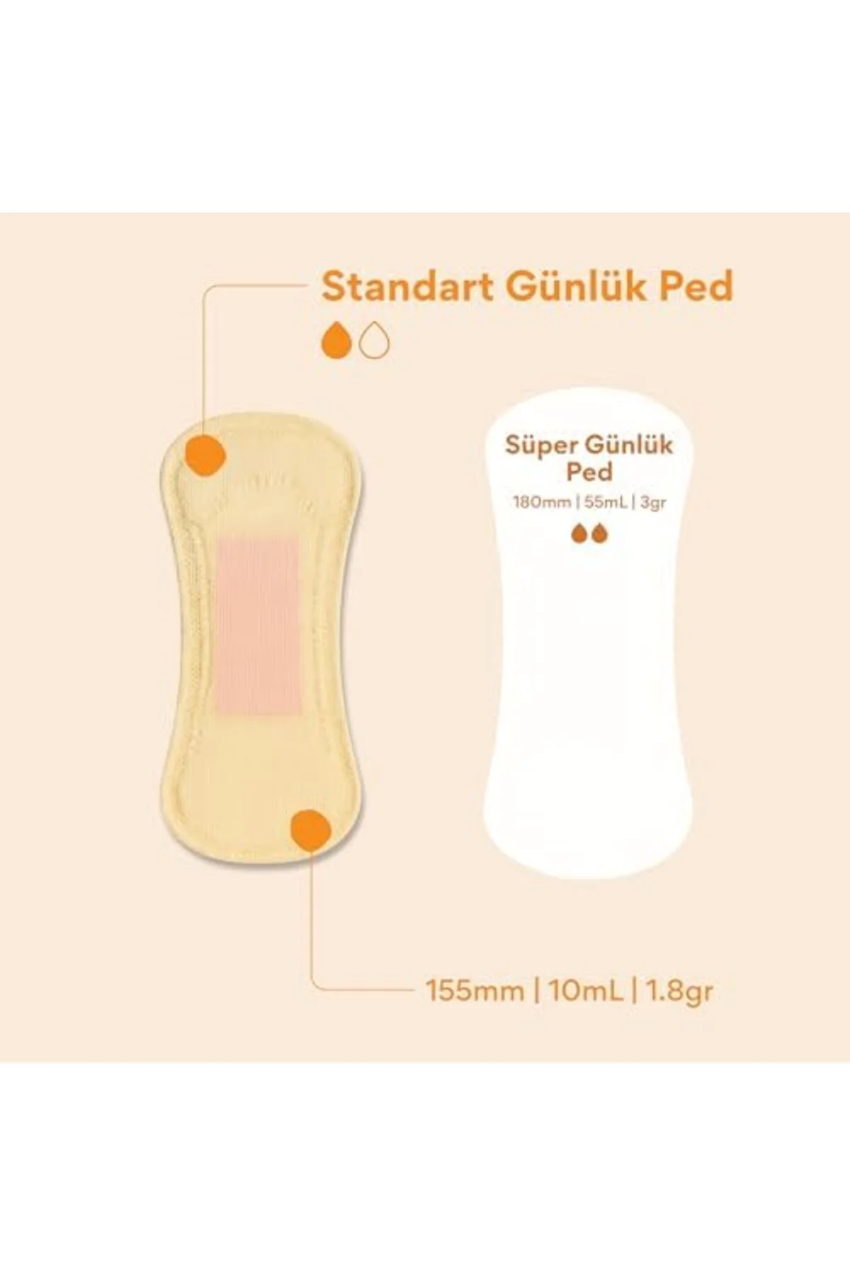 YAKE STORE beije 10'lu Standart Günlük Ped YAKE STORE 2940