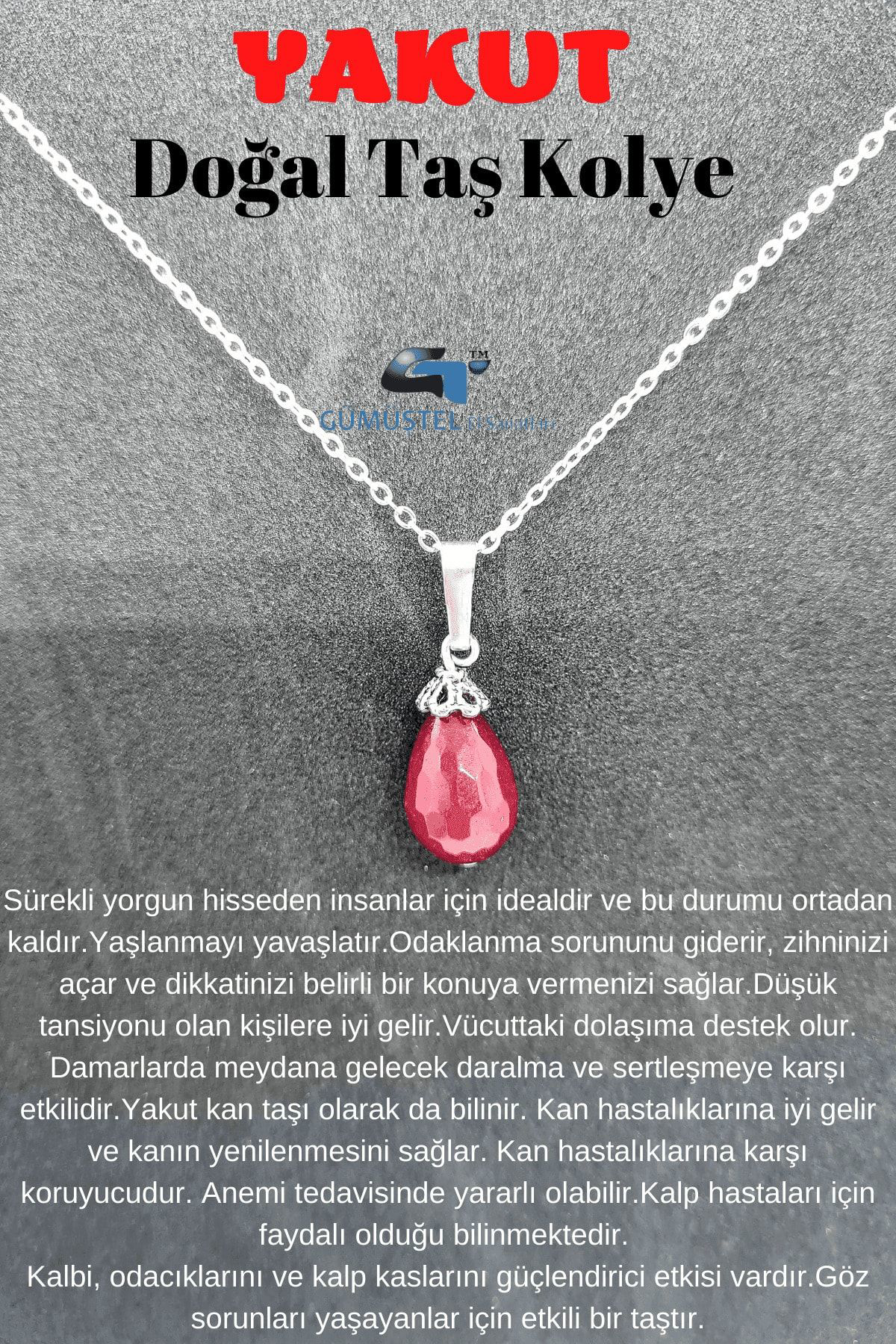 Yakut Doğal Taş Kolye Zincir Hediyeli Yakut Doğal Taş Kolye Zincir Hediyeli