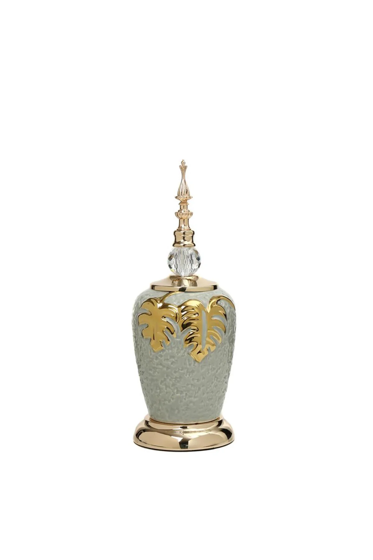 Yakut Gold Kapaklı Vazo 35 Cm Ak.je0175