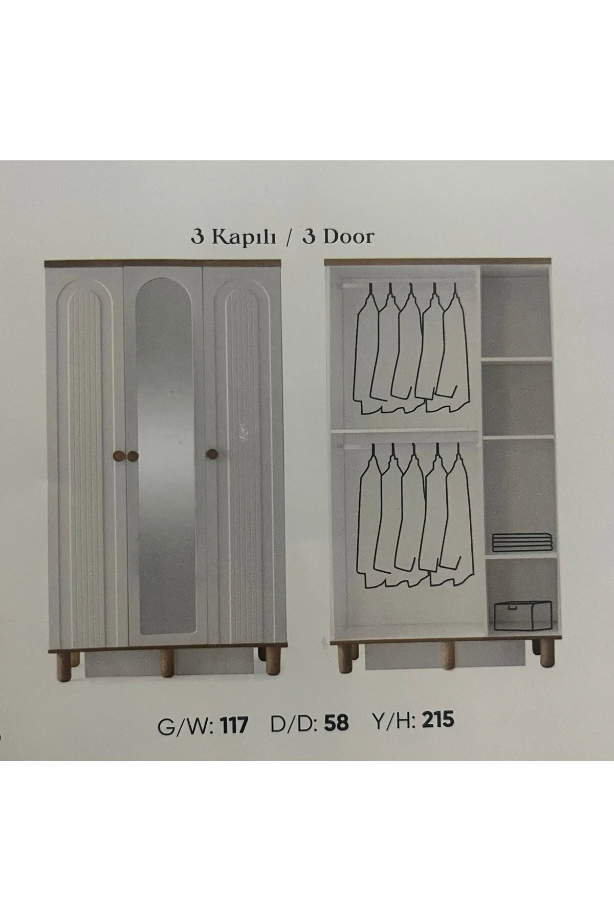 YAKUT MDF 3 KAPILI DOLAP Fiyatı, Yorumları ve Özellikleri
