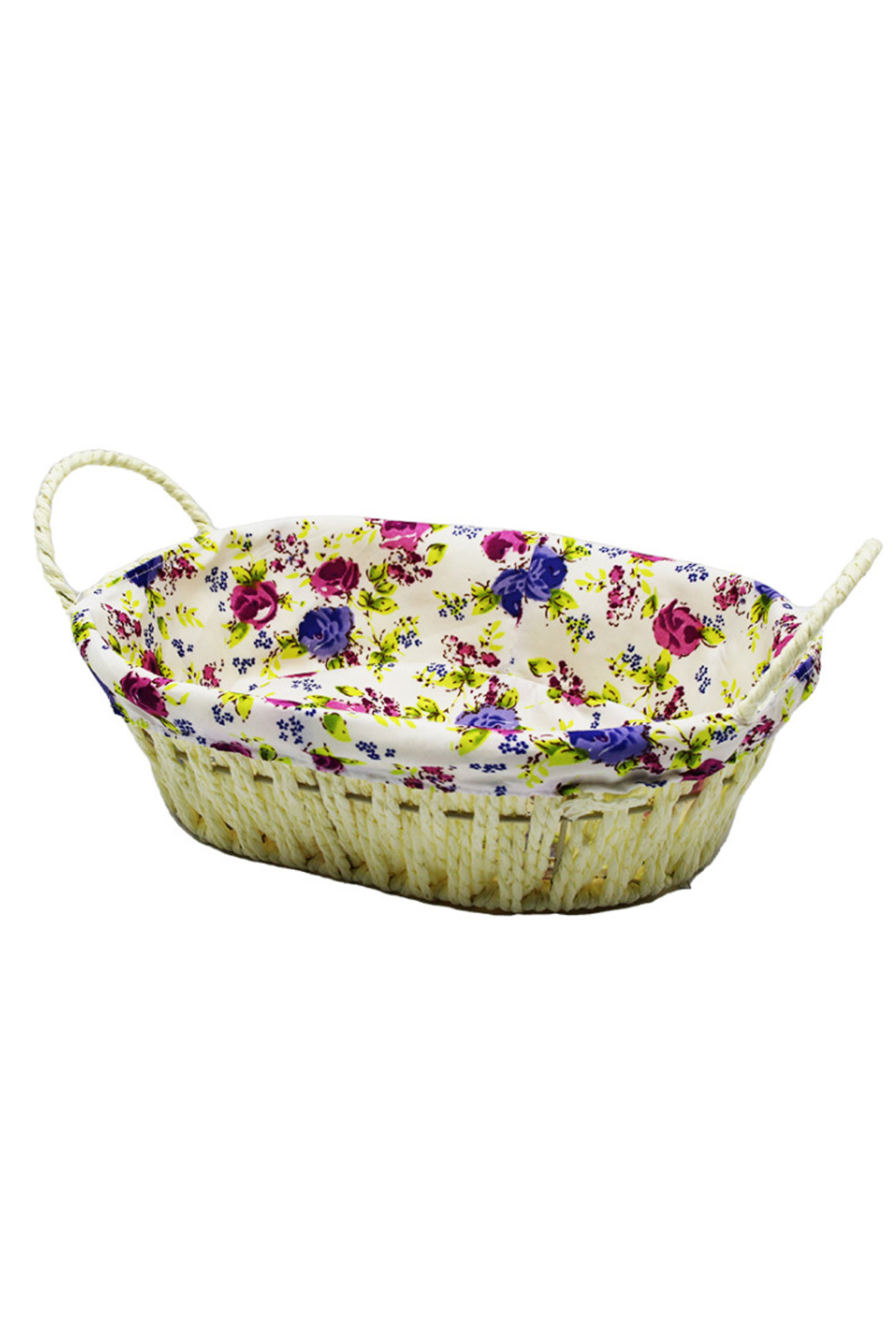 Just Cheap Store Yakut Renkli Bezli Oval Hasir Ekmek Sepeti 8821