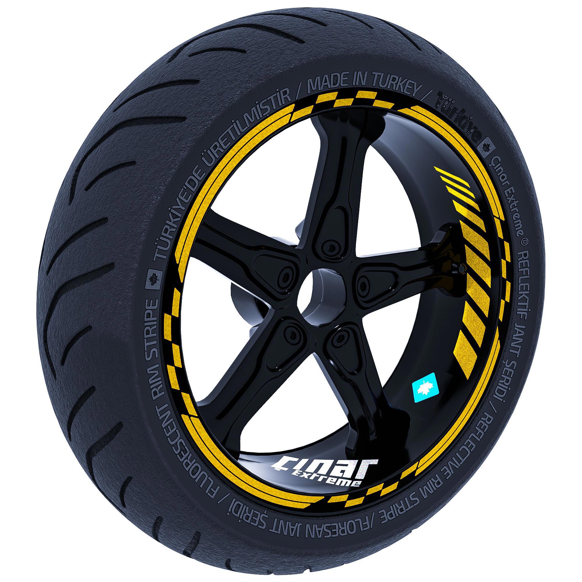 Yaldızlı Gold Moto GP İç Dış Jant Şeridi Takım Sticker Çınar Extr