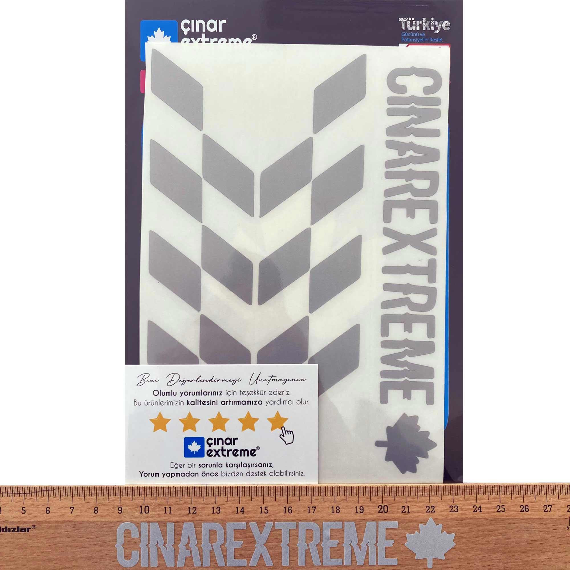 Çinar Extreme Yaldizli Gümüş Damali Kask Motosiklet Sticker Takimi Çinar Extrem