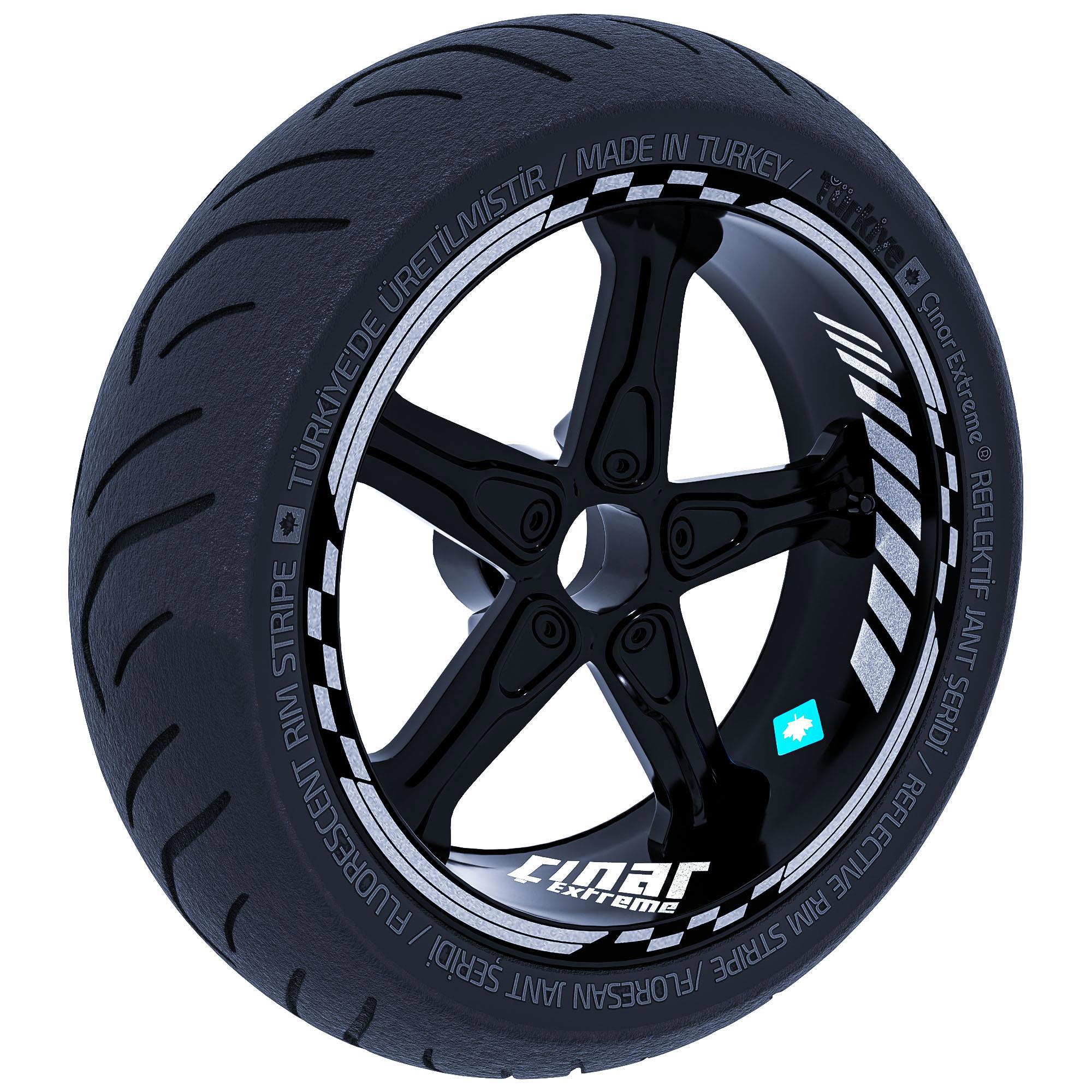 Yaldızlı Gümüş Moto GP İç Dış Jant Şeridi Takım Sticker Çınar Ext