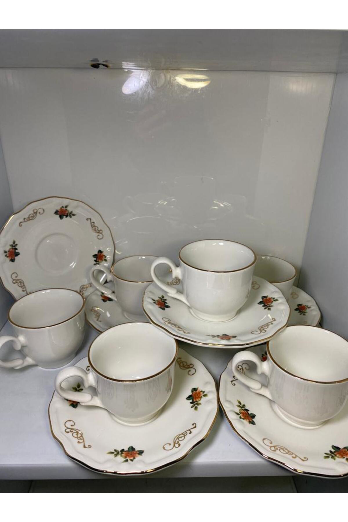 Elif Aksesuar Yaldızlı Porselen Nescafe Çay Fincanı 6 Kişilik