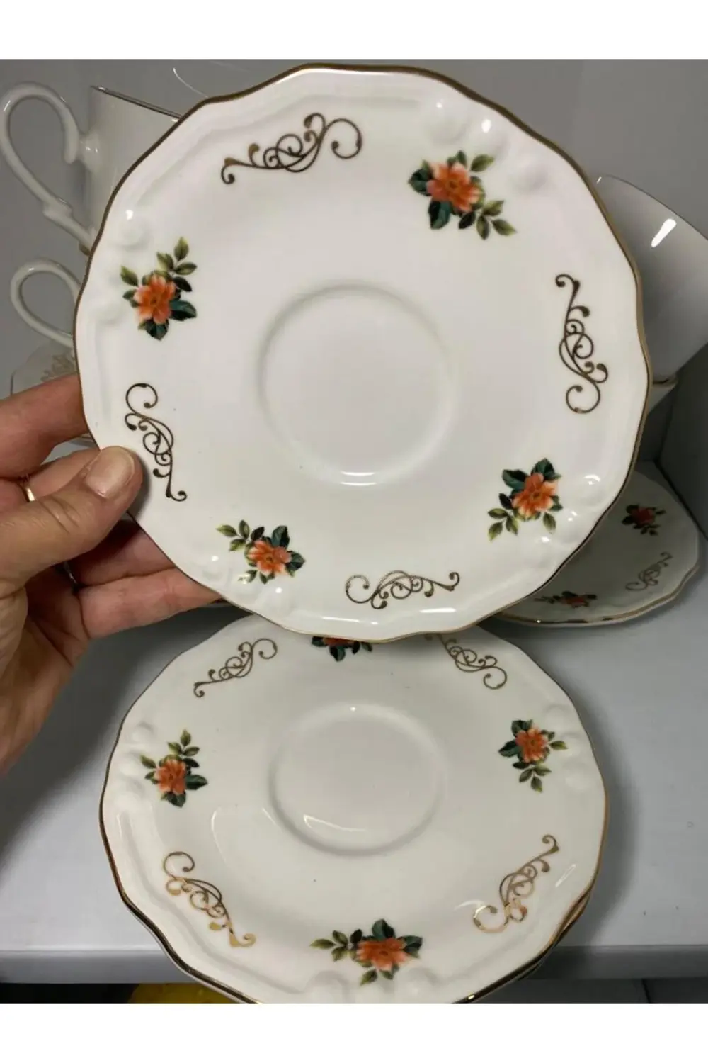 Yaldızlı Porselen Nescafe Çay Fincanı 6 Kişilik