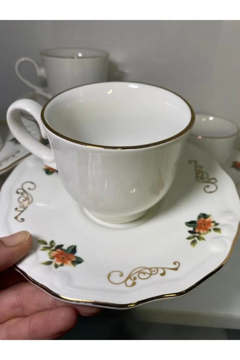 Yaldızlı Porselen Nescafe Çay Fincanı 6 Kişilik