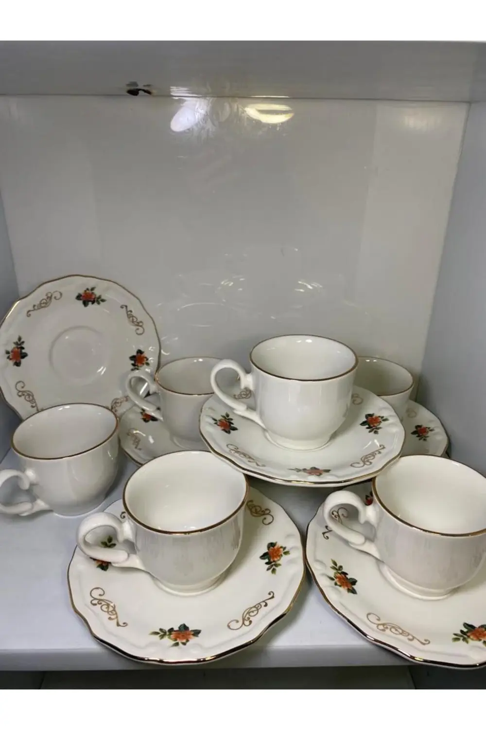 Yaldızlı Porselen Nescafe Çay Fincanı 6 Kişilik