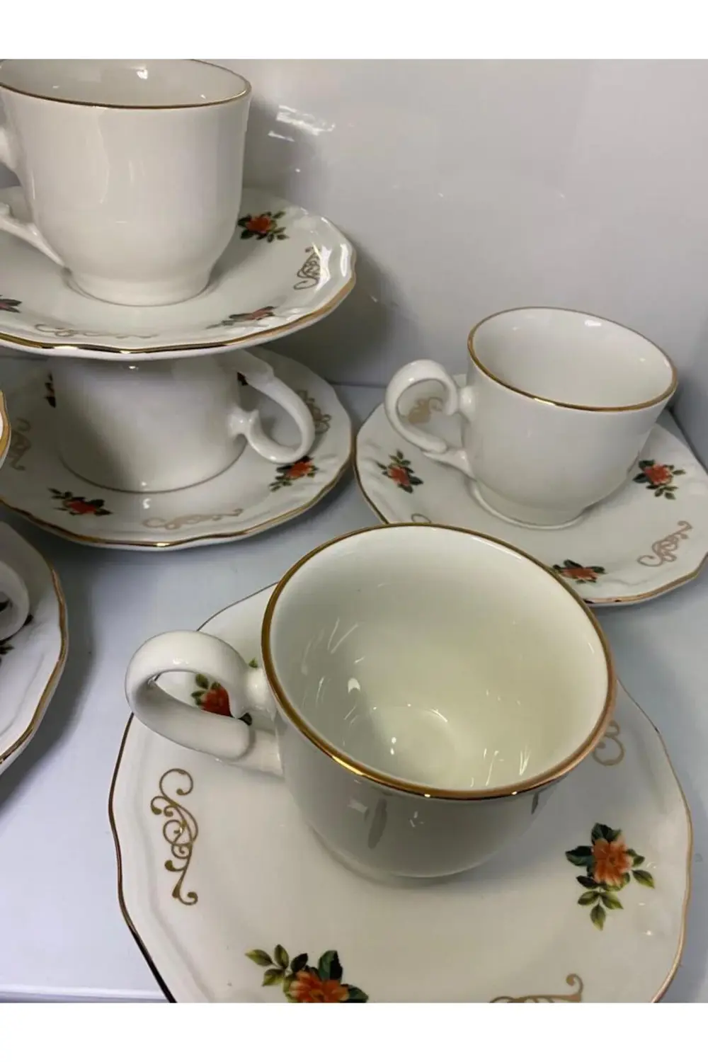 Yaldızlı Porselen Nescafe Çay Fincanı 6 Kişilik