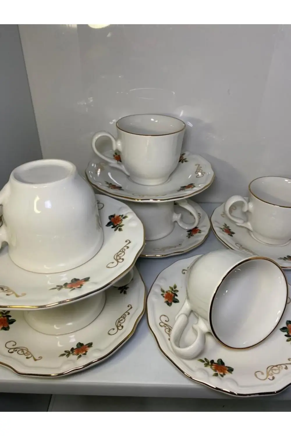 Yaldızlı Porselen Nescafe Çay Fincanı 6 Kişilik